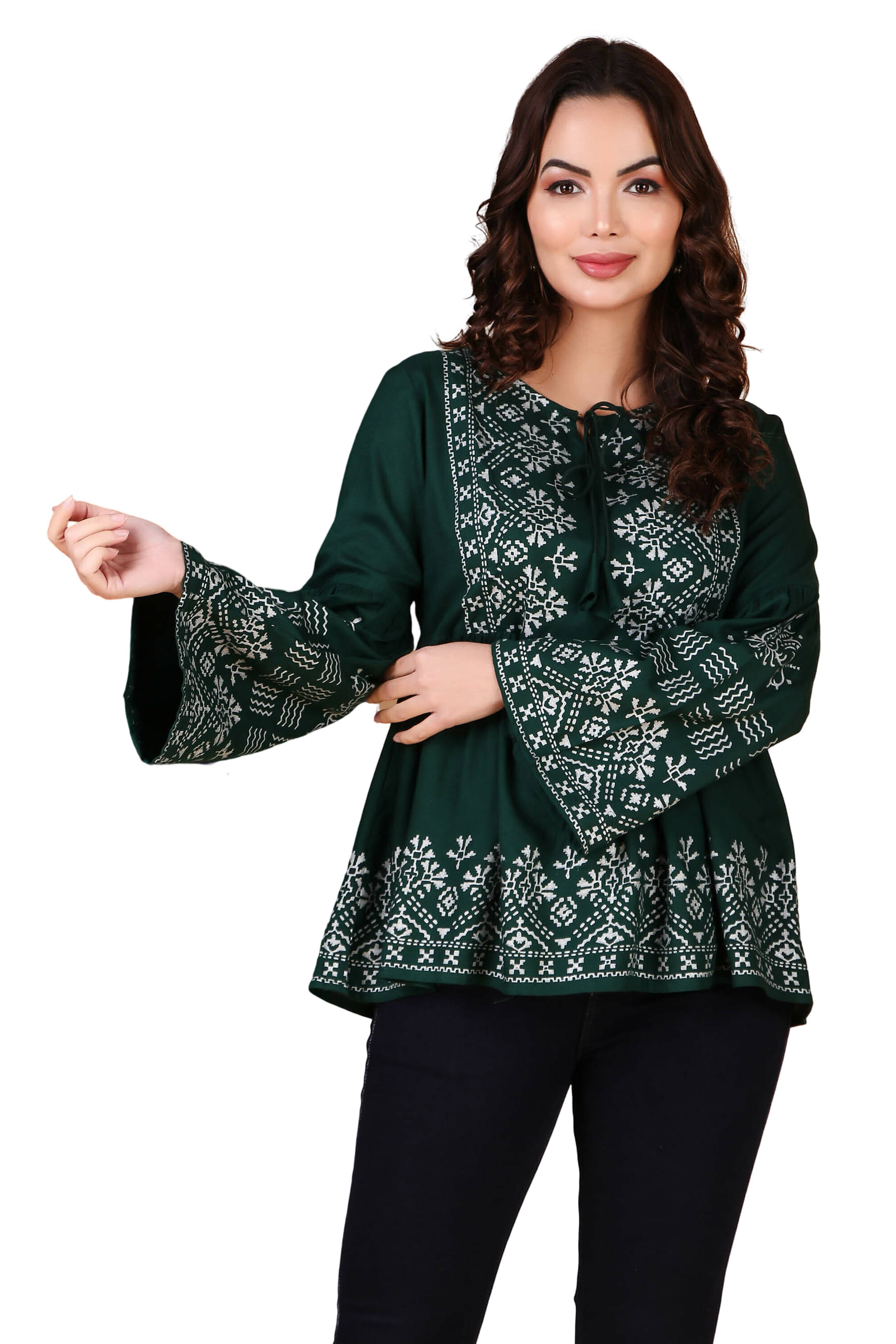 OMAYA Women's Rayon Regular Top ( Green ) OMAYA Women's Rayon Regular Top ( Green )