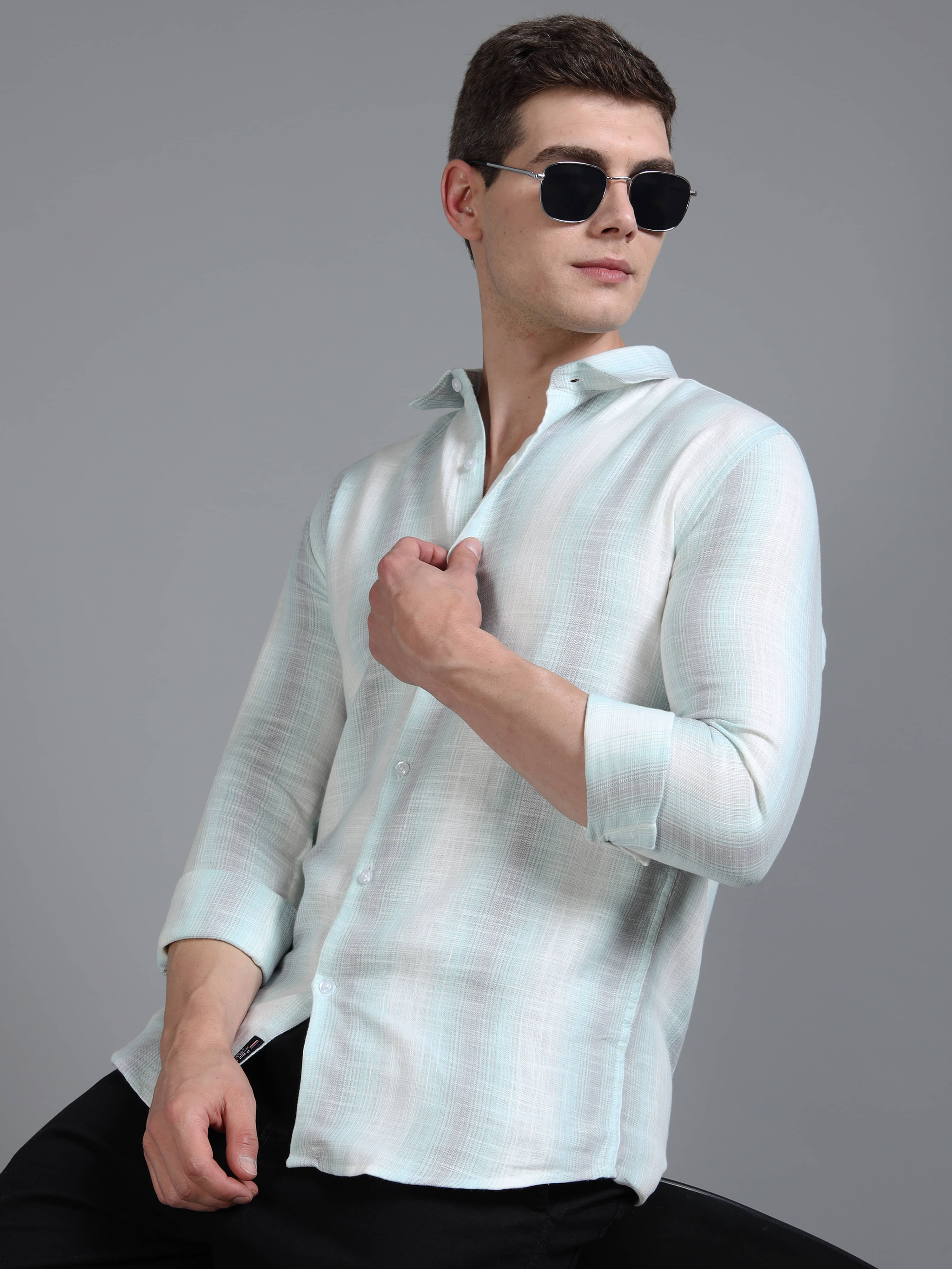 Paul Street 100% Cotton Slim Fit Striped Full Sleeves Men's Casual Shirt - Green ( Pack of 1 ) Paul Street 100% Cotton Slim Fit Striped Full Sleeves Men's Casual Shirt - Green ( Pack of 1 )