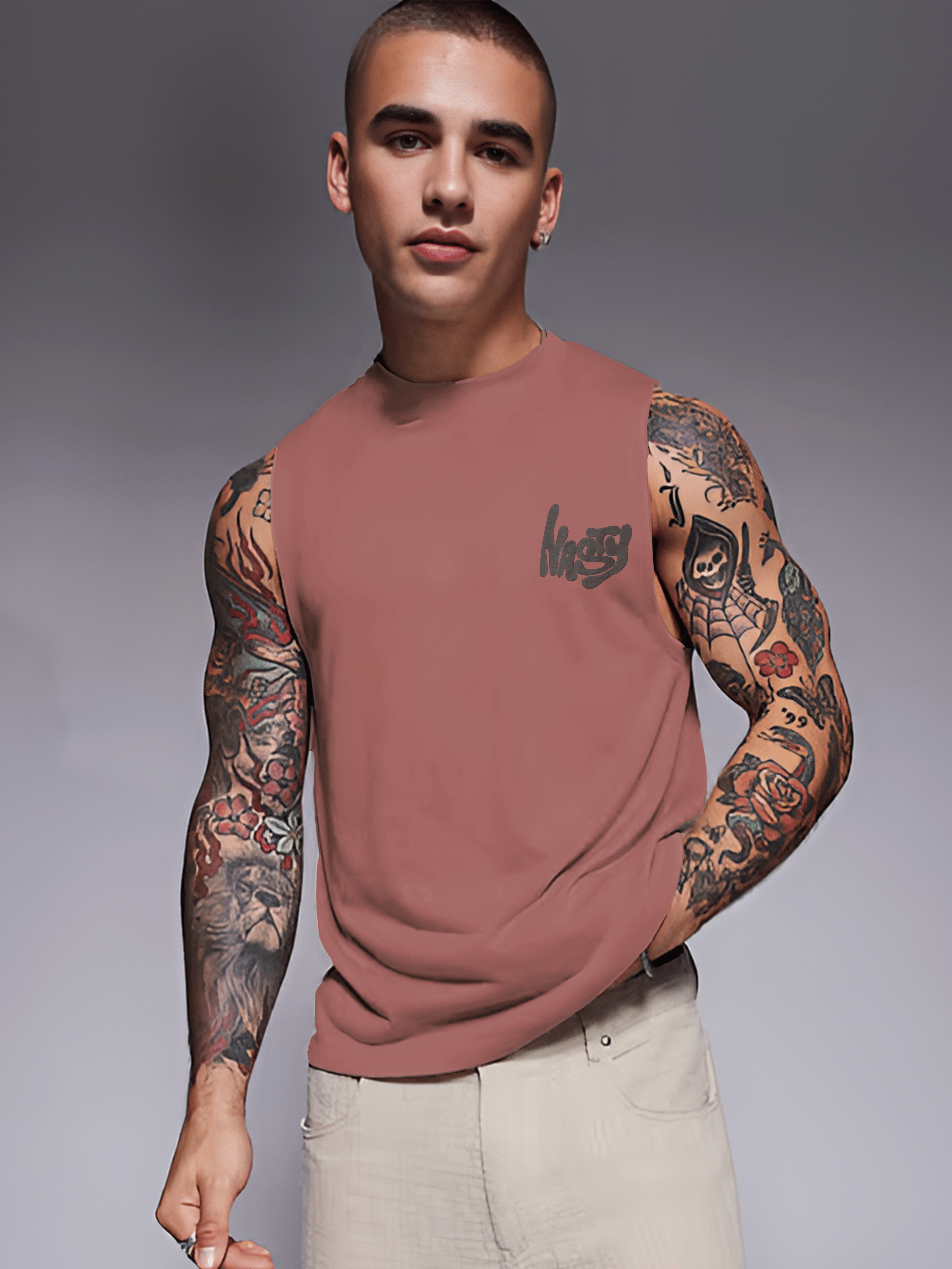 Rigo Men Cotton Blend Oversized Fit Printed T-Shirt ( Purple )