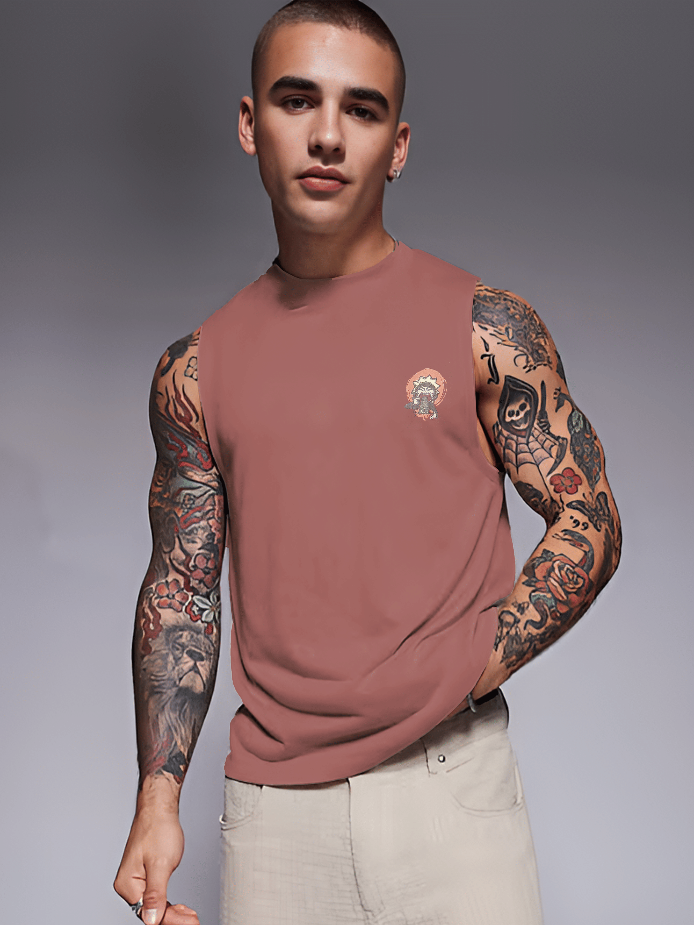 Rigo Men Cotton Blend Oversized Fit Printed T-Shirt ( Purple ) Rigo Men Cotton Blend Oversized Fit Printed T-Shirt ( Purple )