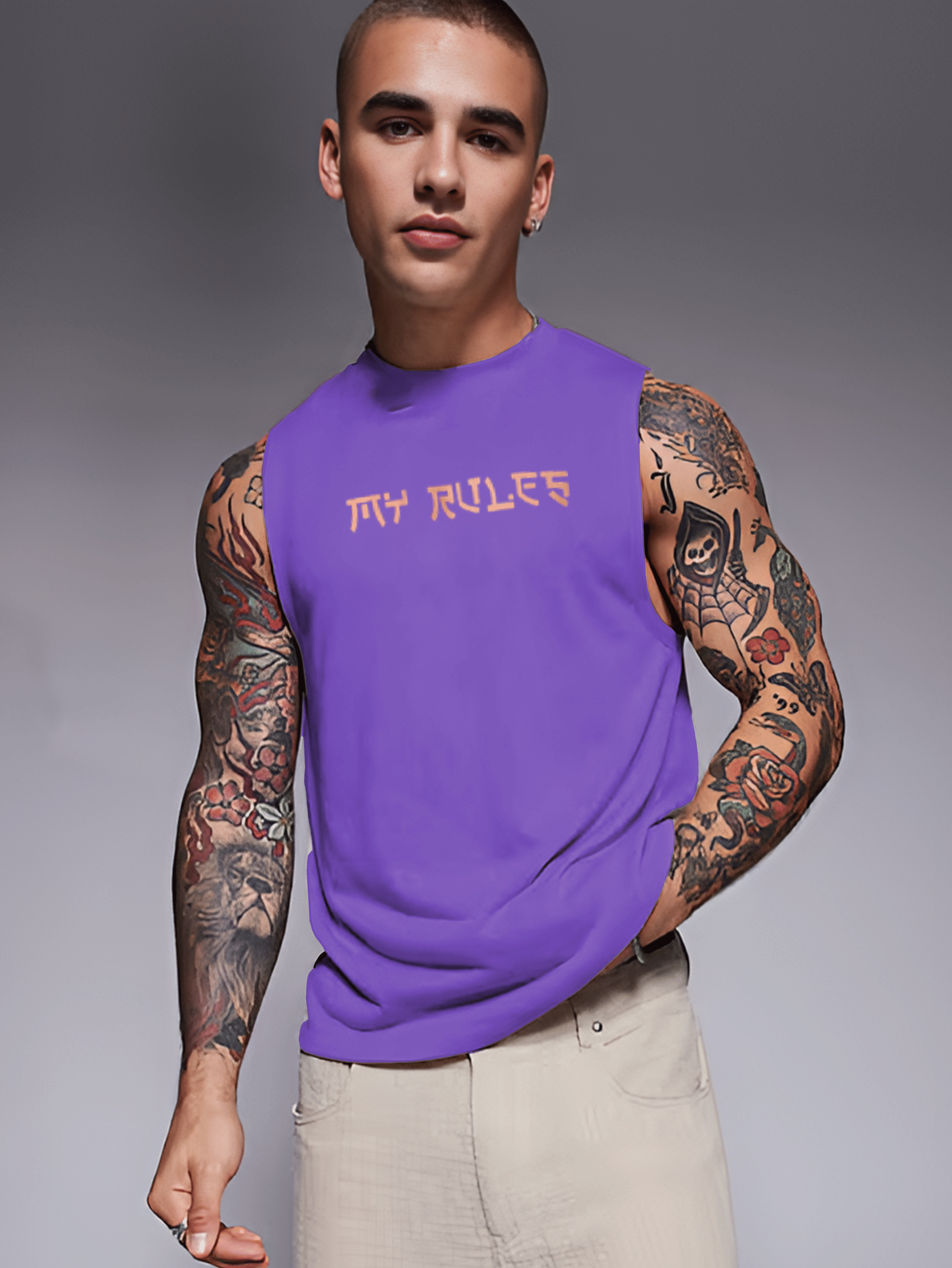     			Rigo Pack of 1 Cotton Blend Basic Vest For Men ( Purple )
