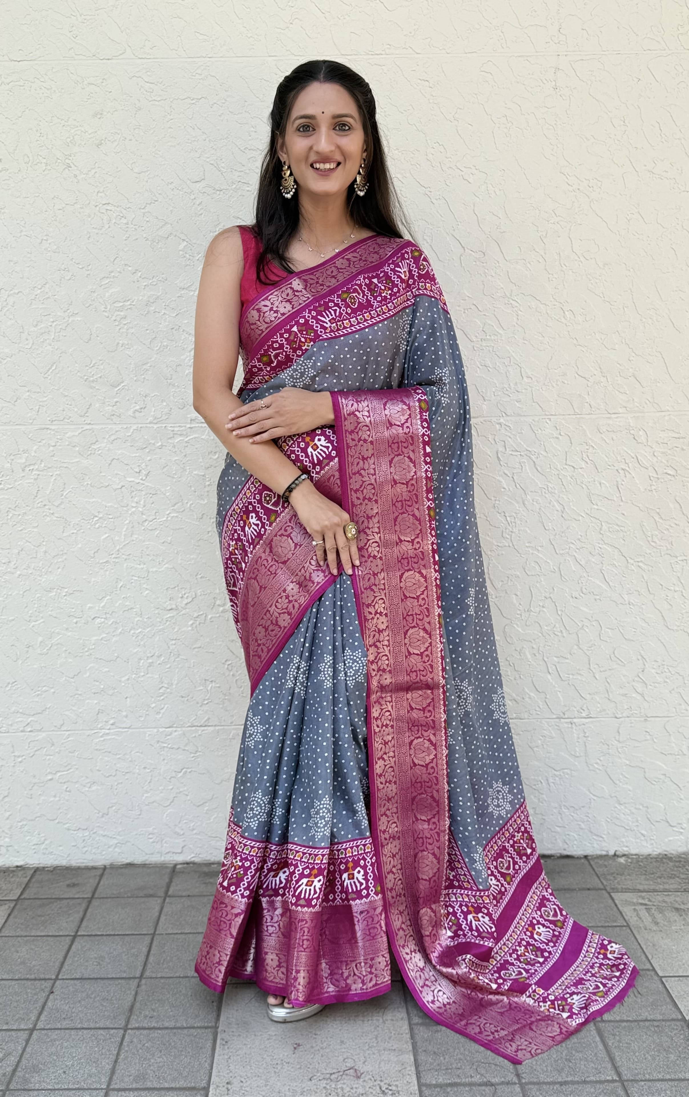     			Sadika Art Silk Woven Saree With Unstitched Blouse Piece ( Grey )