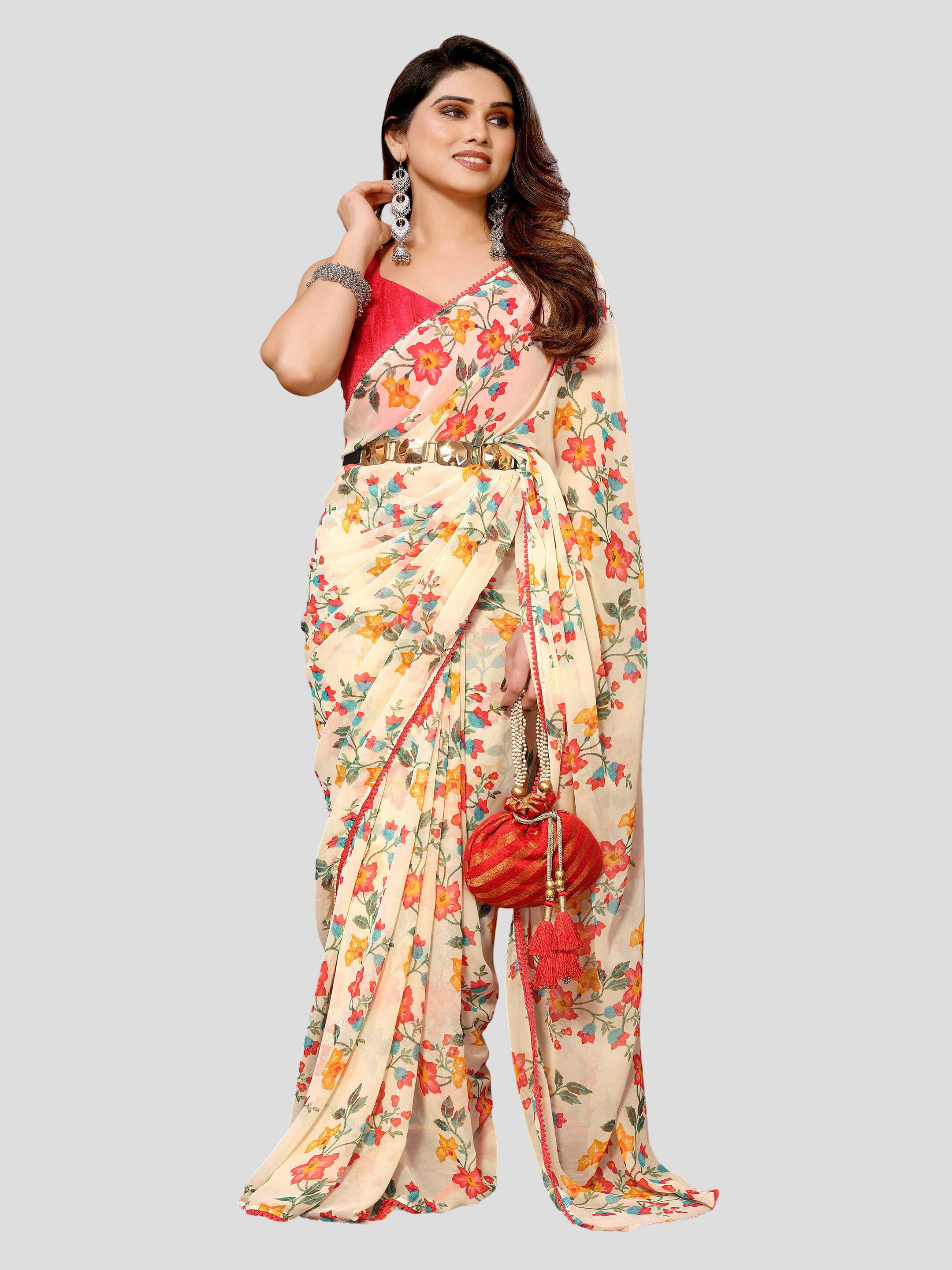 Sadika Georgette Embellished Saree With Unstitched Blouse Piece ( Beige ) Sadika Georgette Embellished Saree With Unstitched Blouse Piece ( Beige )
