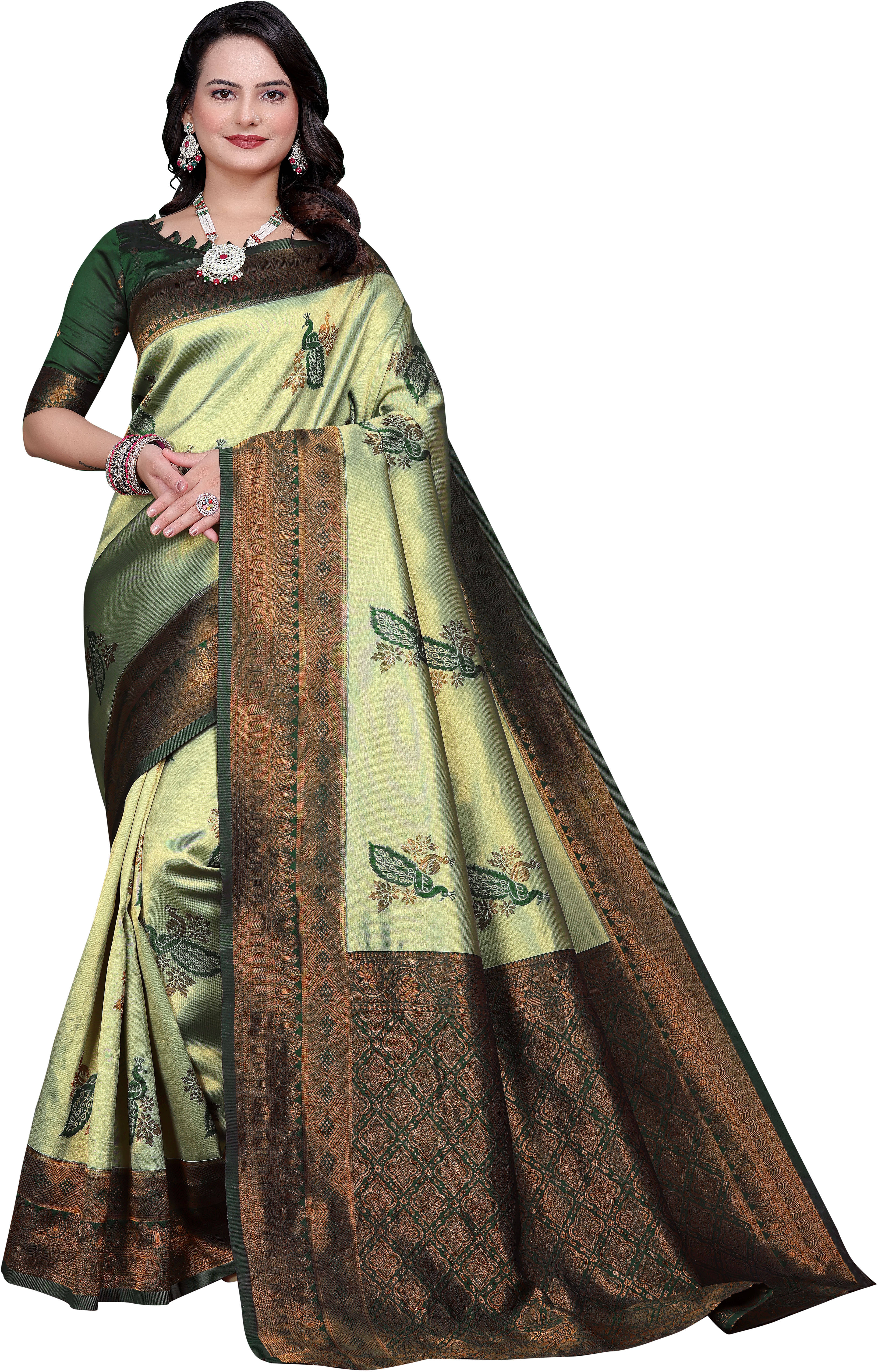 Sadika Jacquard Woven Saree With Unstitched Blouse Piece ( Light Green ) Sadika Jacquard Woven Saree With Unstitched Blouse Piece ( Light Green )