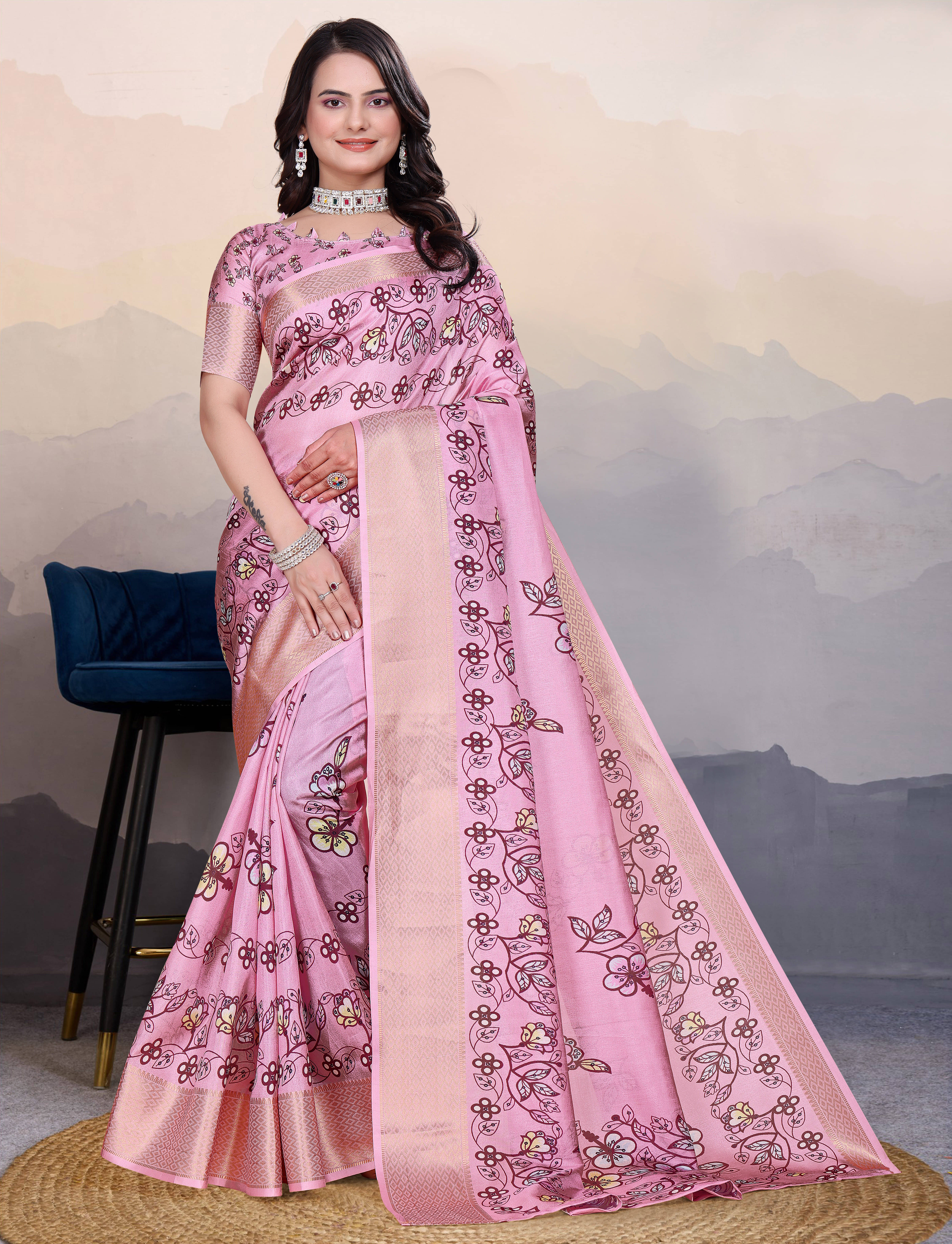 Sadika Silk Blend Embellished Saree With Unstitched Blouse Piece ( Pink ) Sadika Silk Blend Embellished Saree With Unstitched Blouse Piece ( Pink )