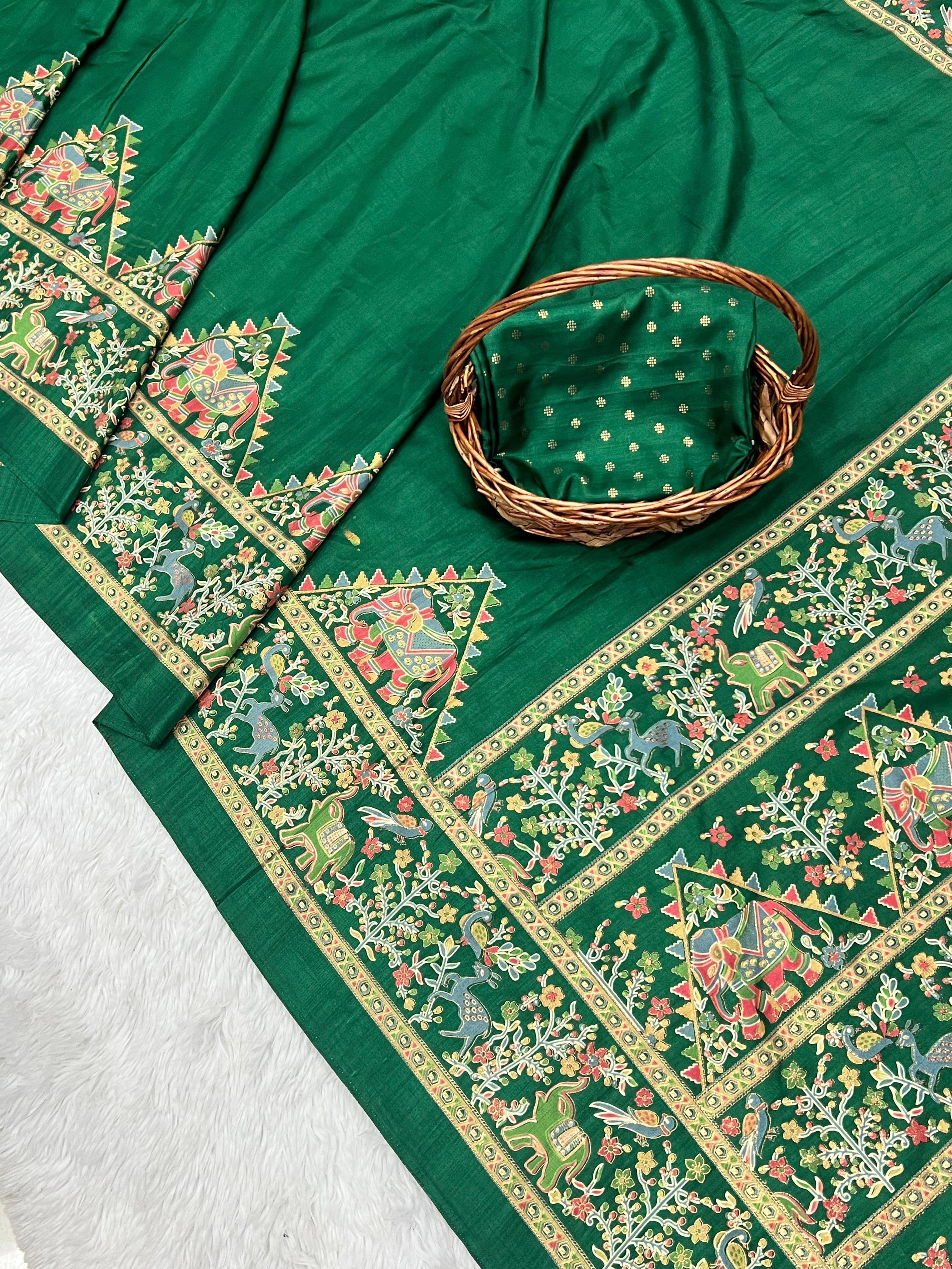 Sadika Silk Blend Woven Saree With Unstitched Blouse Piece ( Green ) Sadika Silk Blend Woven Saree With Unstitched Blouse Piece ( Green )