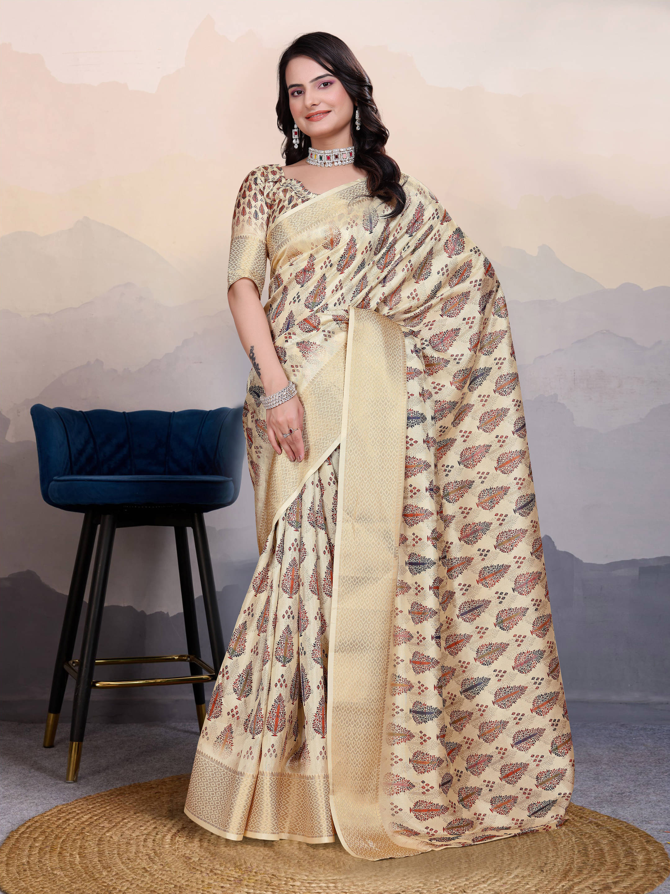 Sadika Silk Blend Woven Saree With Unstitched Blouse Piece ( Beige ) Sadika Silk Blend Woven Saree With Unstitched Blouse Piece ( Beige )