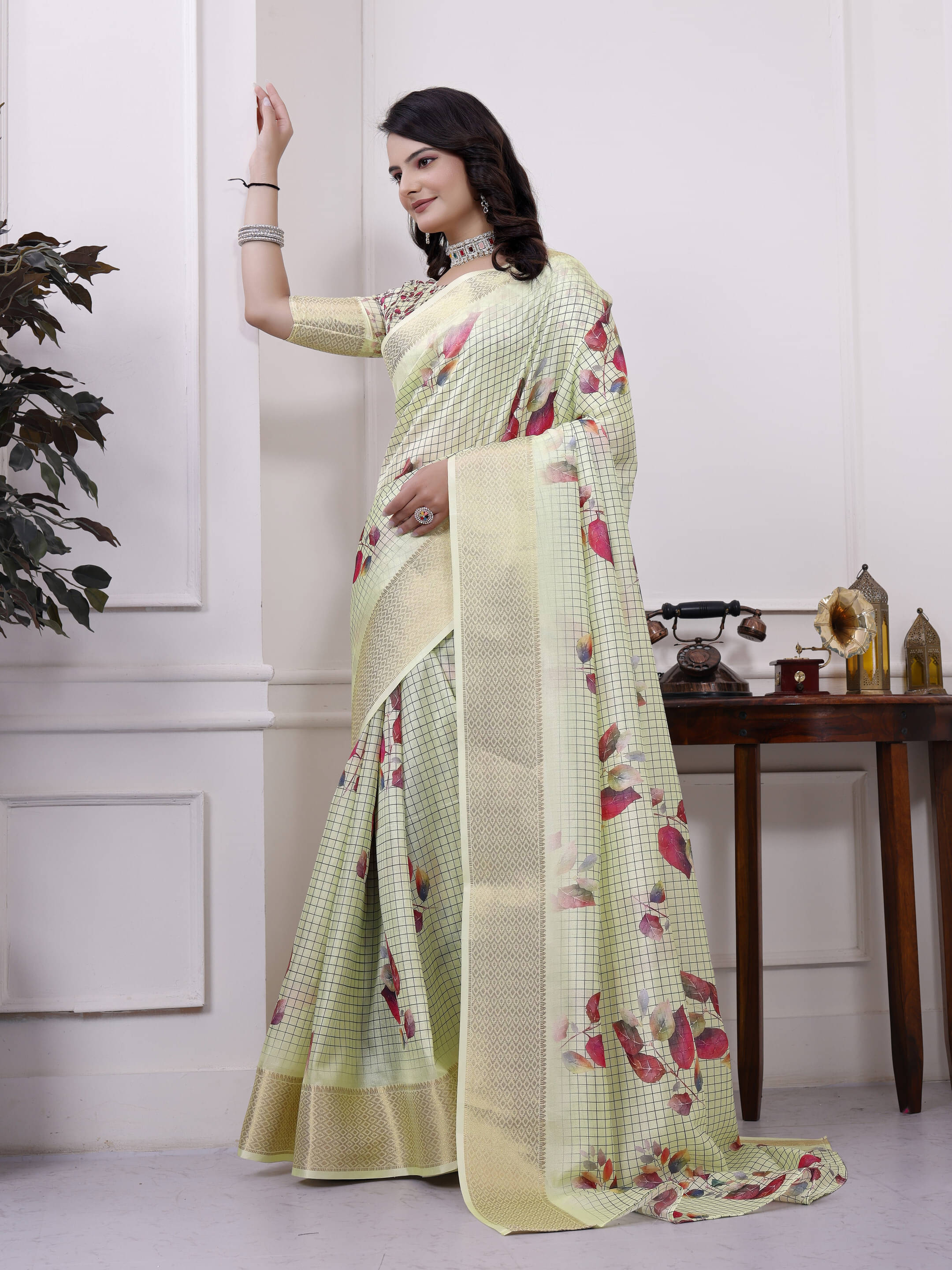     			Sadika Silk Embellished Saree With Unstitched Blouse Piece ( Light Green )