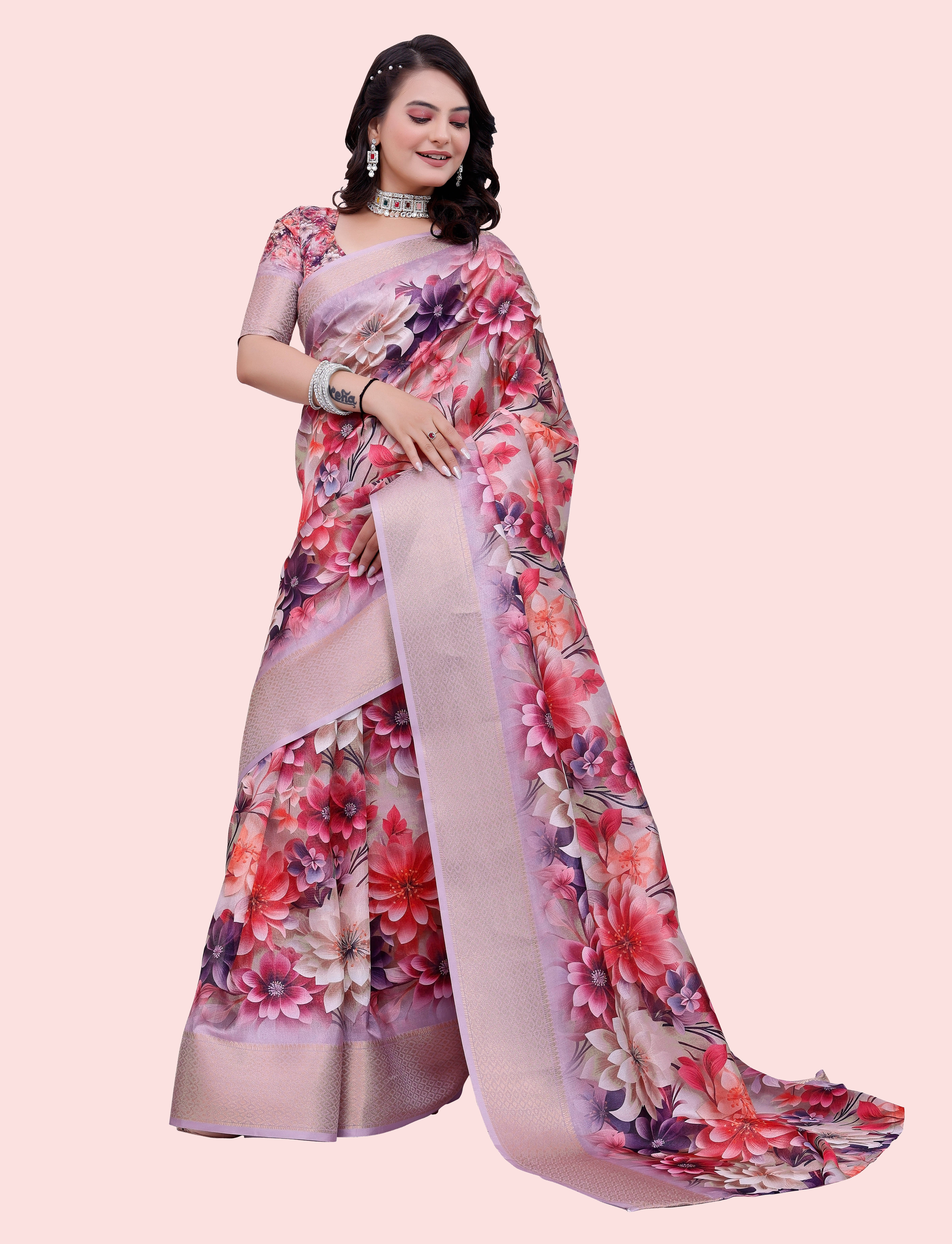     			Sadika Silk Woven Saree With Unstitched Blouse Piece ( Purple )