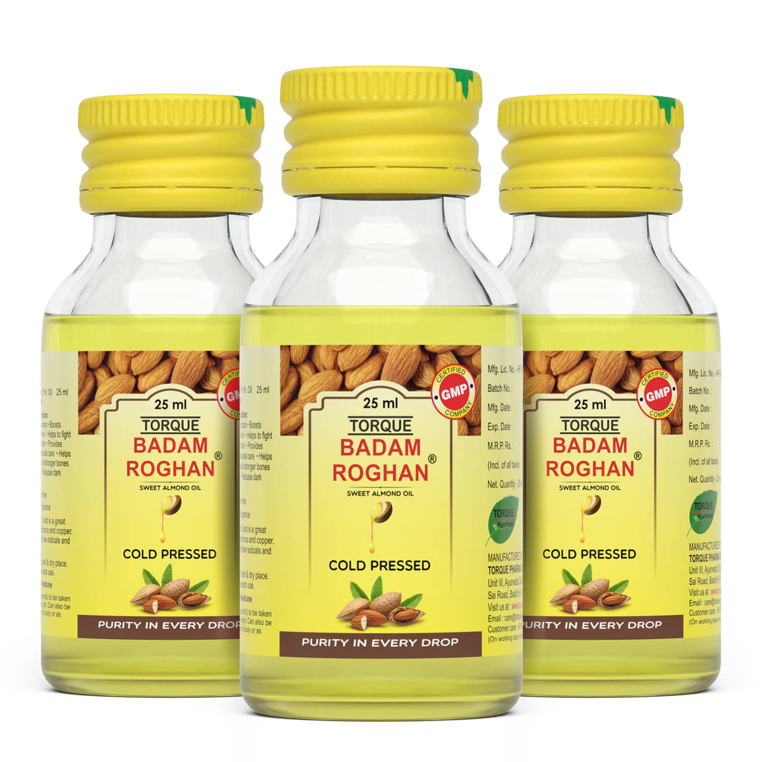     			Torque Badam Roghan Oil | 100% Pure, Cold Pressed & Sweet Almond Oil | For Glowing Skin & Hair Growth | Natural Almond Oil 25ml (Pack of 3)