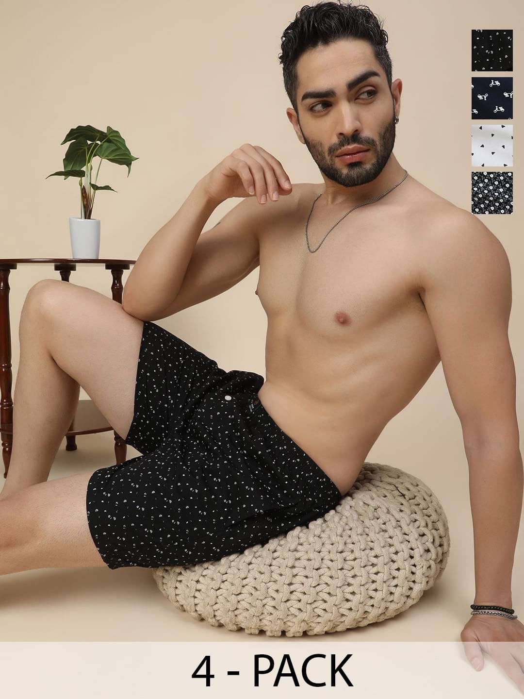     			URBAN SCOTTISH Pack of 4 Cotton Boxers For Men's ( Multicolor )