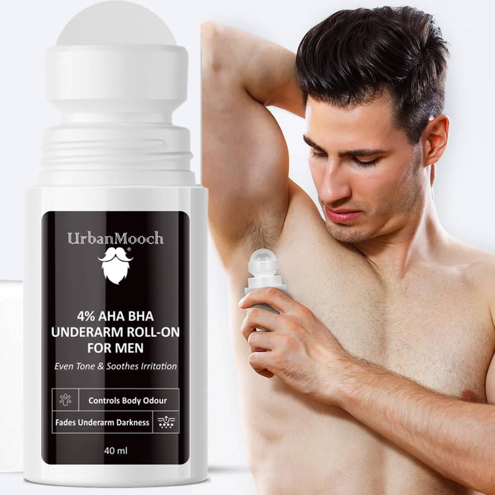 UrbanMooch 4% AHA BHA Under Arm Roll-On for Men | Sweat & Odour Control | Skin Brightening Deodorant UrbanMooch 4% AHA BHA Under Arm Roll-On for Men | Sweat & Odour Control | Skin Brightening Deodorant