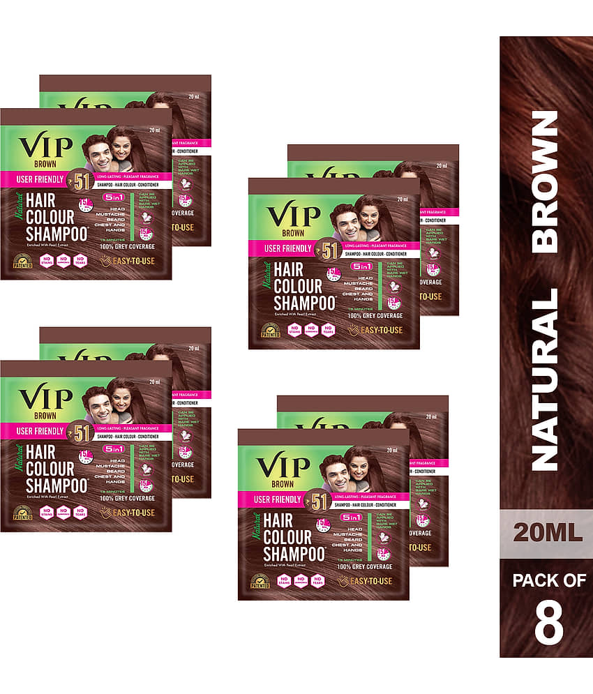 VIP Hair Colour Shampoo Unscented Permanent Hair Color 160 mL Brown