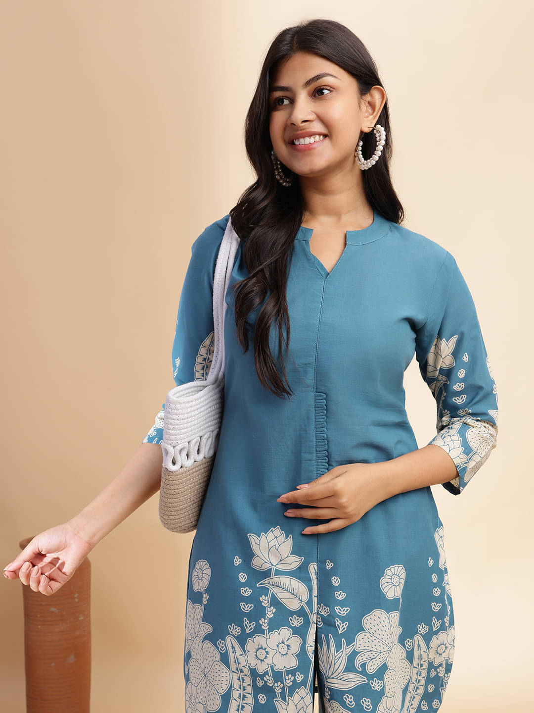     			Vbuyz Women Printed Tunic With Palazzos Co-Ord Set ( Blue )