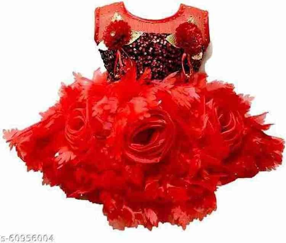 Villata fashion Net Frock For Girls ( Pack of 1 , Red ) Villata fashion Net Frock For Girls ( Pack of 1 , Red )