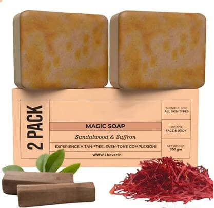 WRIXTY Sandalwood Saffron Bath GHAR SoapS Brightening Glowing Skin Deep Clean Natural Soap Paraben Free Formula