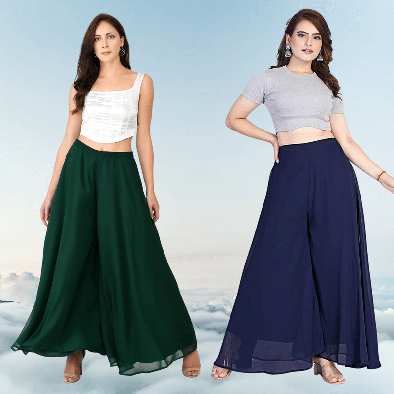     			YASHASVI ENTERPRISE Women Georgette Palazzo ( Blue )