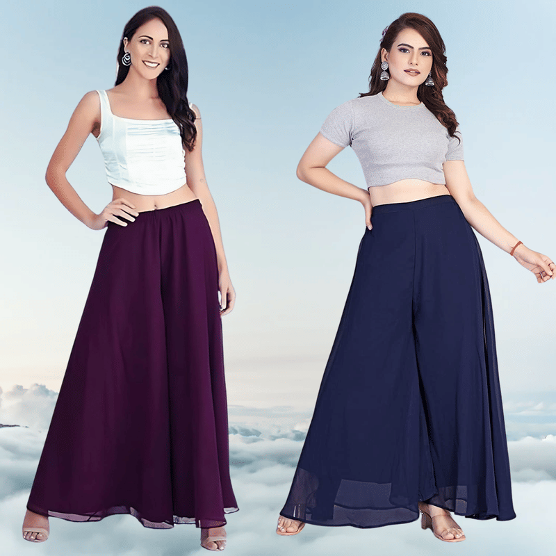     			YASHASVI ENTERPRISE Women Georgette Palazzo ( Blue )