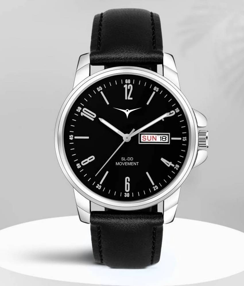     			ZETWAL Black Leather Analog Men's Watch