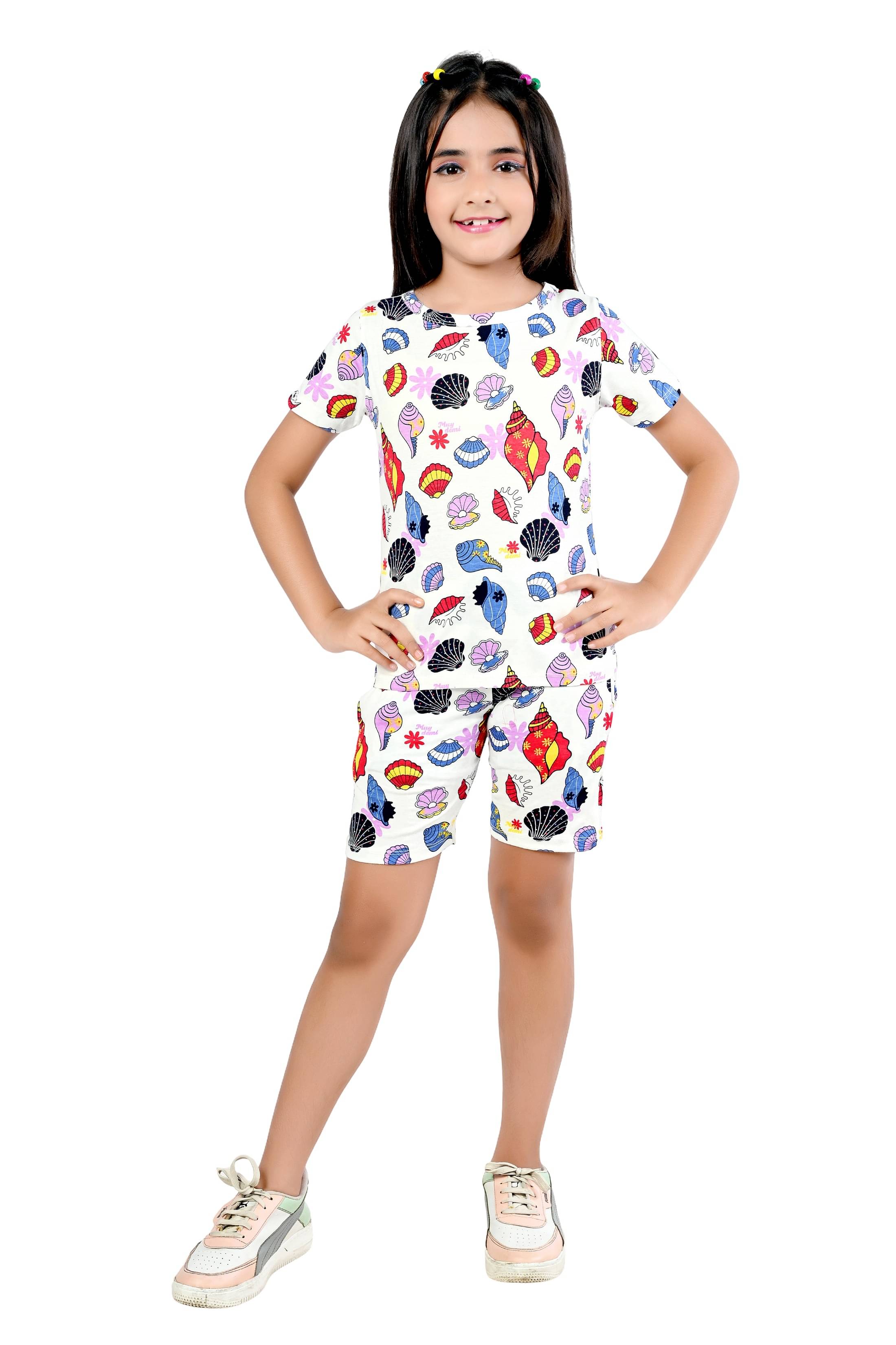     			Arshia Fashions Pack of 1 Girls Hosiery T-shirt & Shorts ( White )