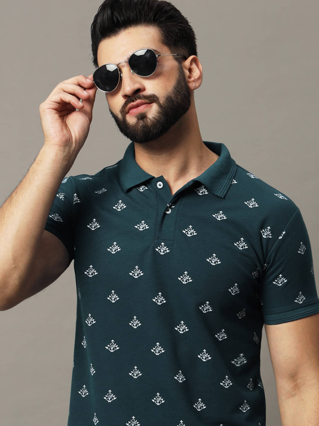    			COCOSOUL Men Cotton Blend Regular Fit Printed Polo T Shirt ( Dark Green )