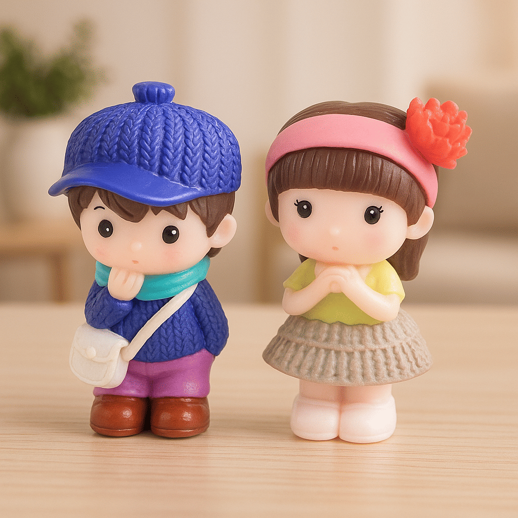 Exopick Cute Couple Walking Miniature Unique Gift Home Deocr Showpiece
