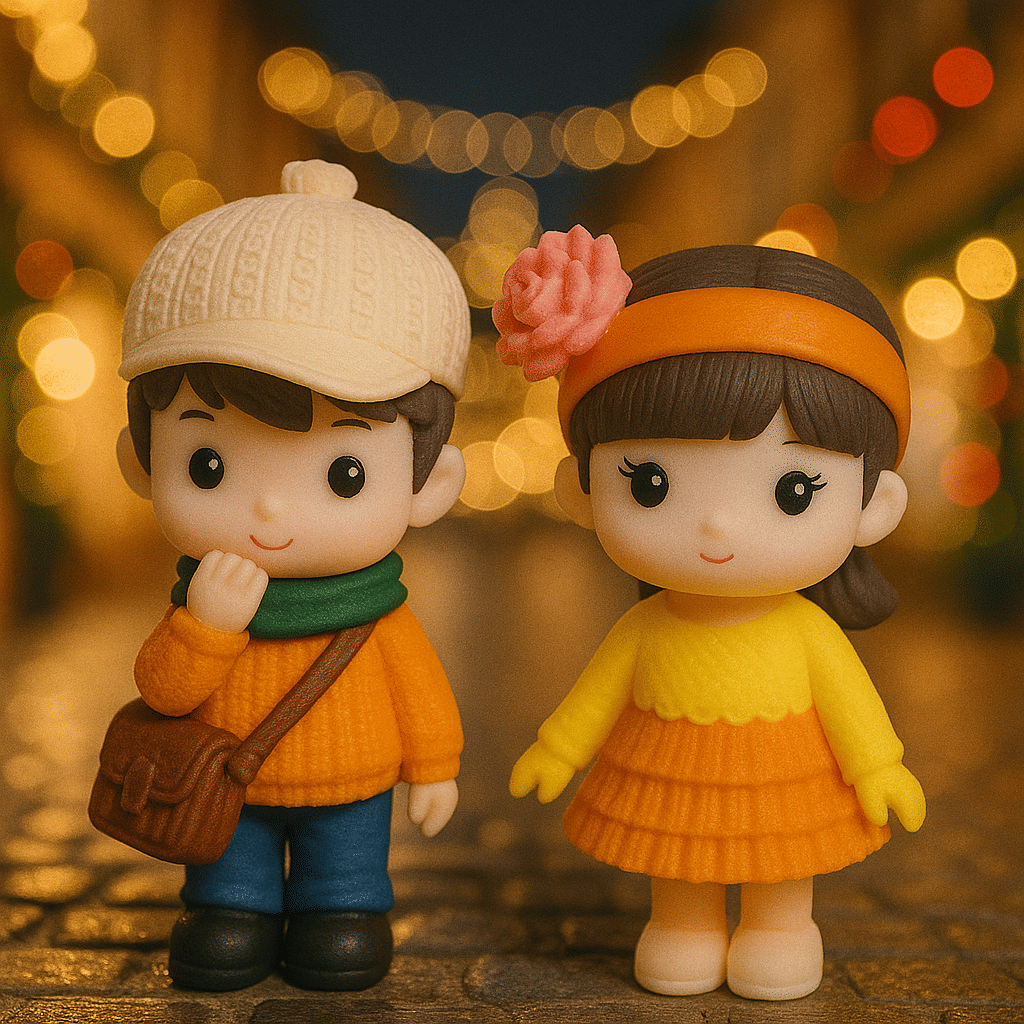 Exopick Cute Couple Walking Miniature Unique Gift Home Deocr Showpiece