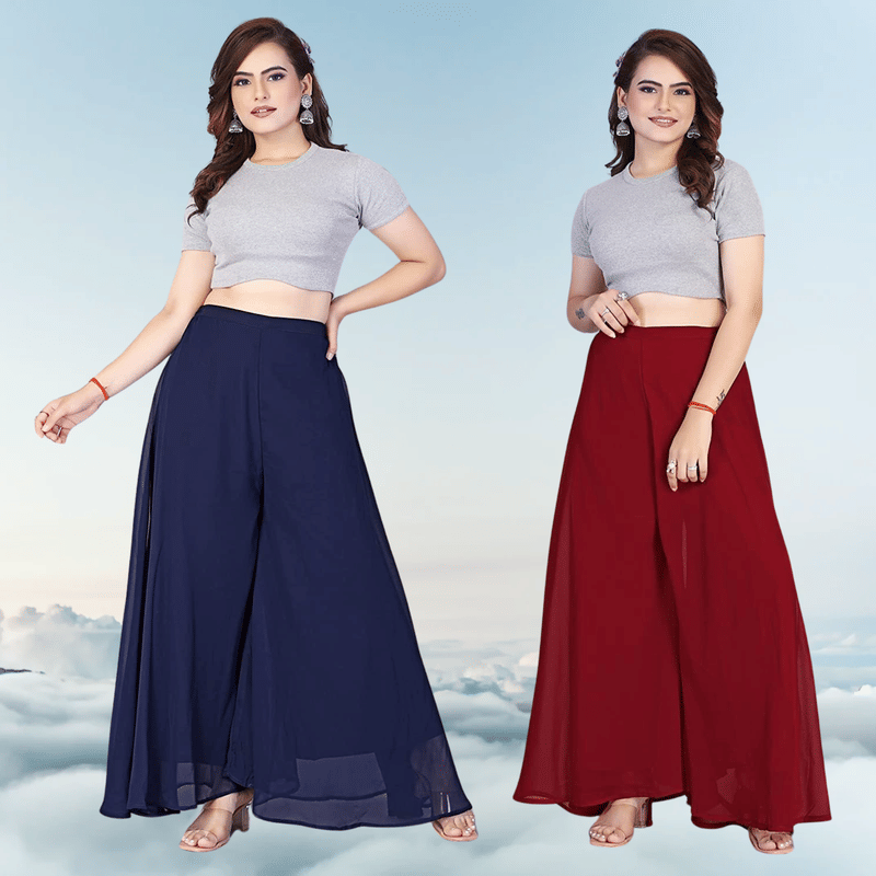     			Garv Enterprises Women Georgette Palazzo ( Maroon )
