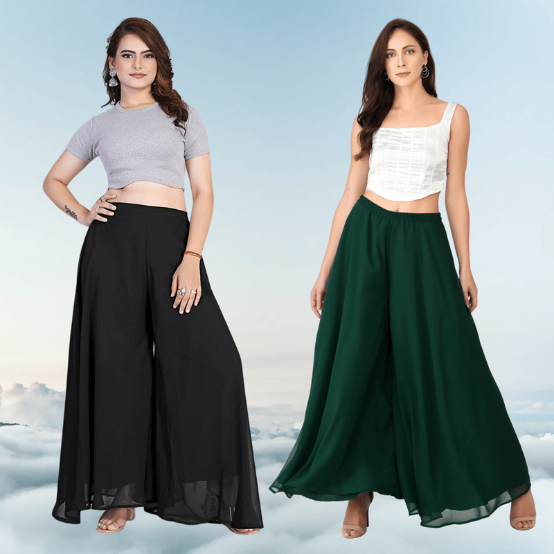     			Garv Enterprises Women Georgette Palazzo ( Green )