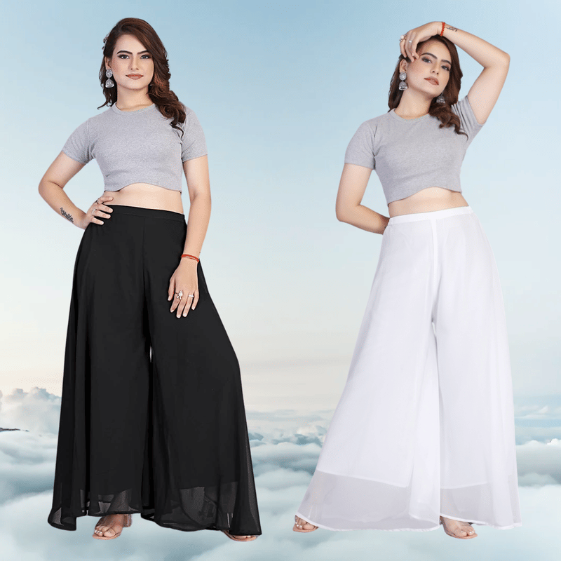     			Garv Enterprises Women Georgette Palazzo ( White )