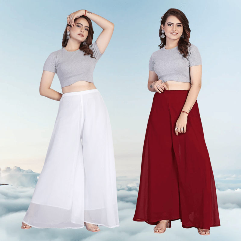     			Garv Enterprises Women Georgette Palazzo ( Maroon )