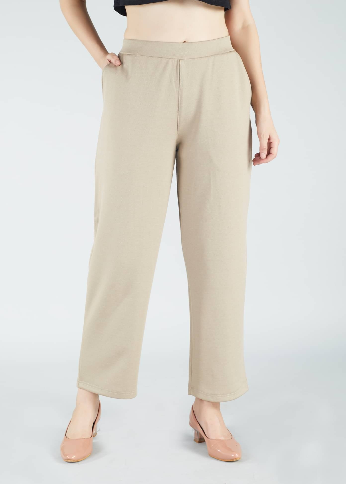     			HJ HASASI Pack of 1 Polyester Straight Women's Casual Pants ( Cream )