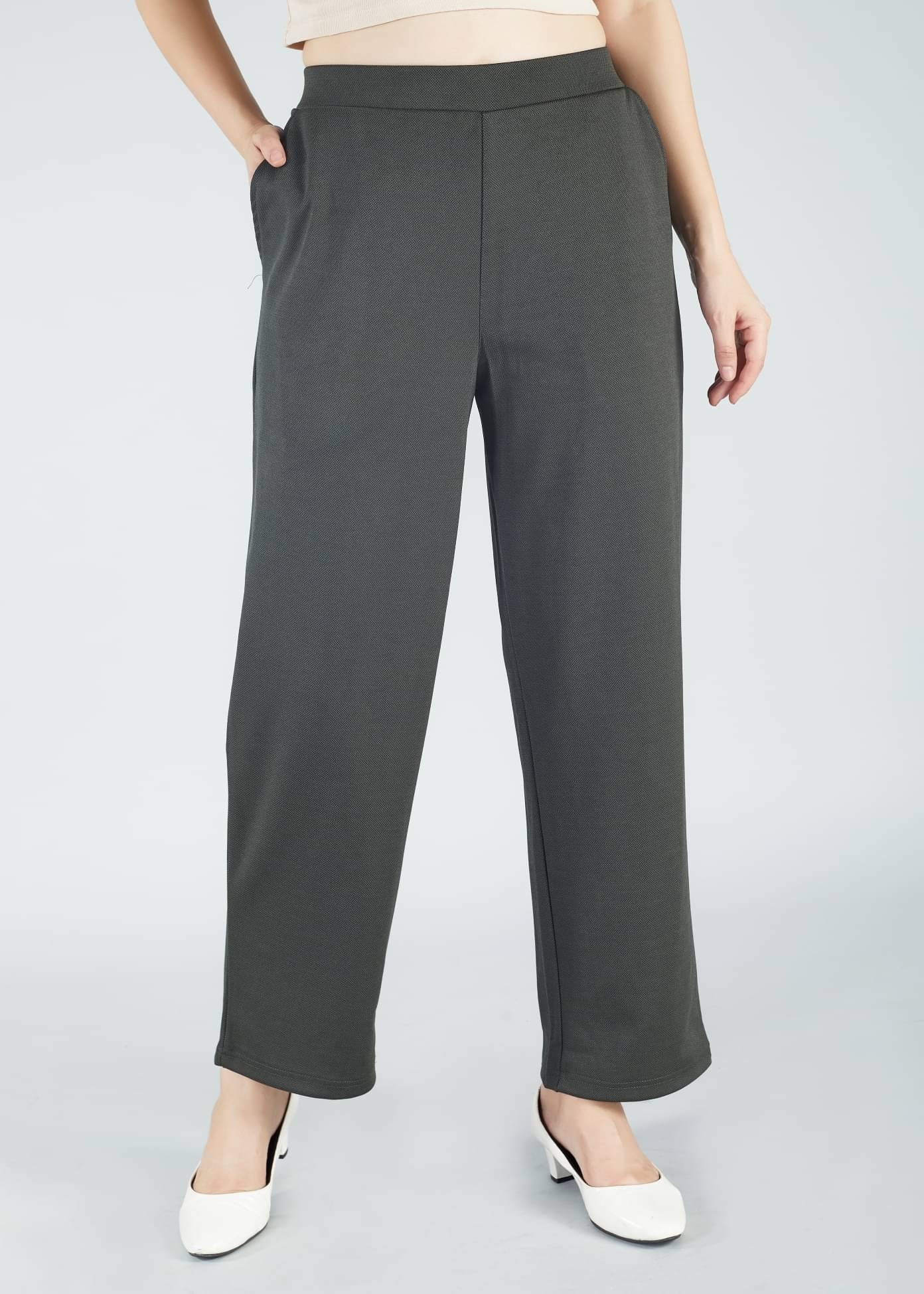     			HJ HASASI Pack of 1 Polyester Straight Women's Casual Pants ( Olive )