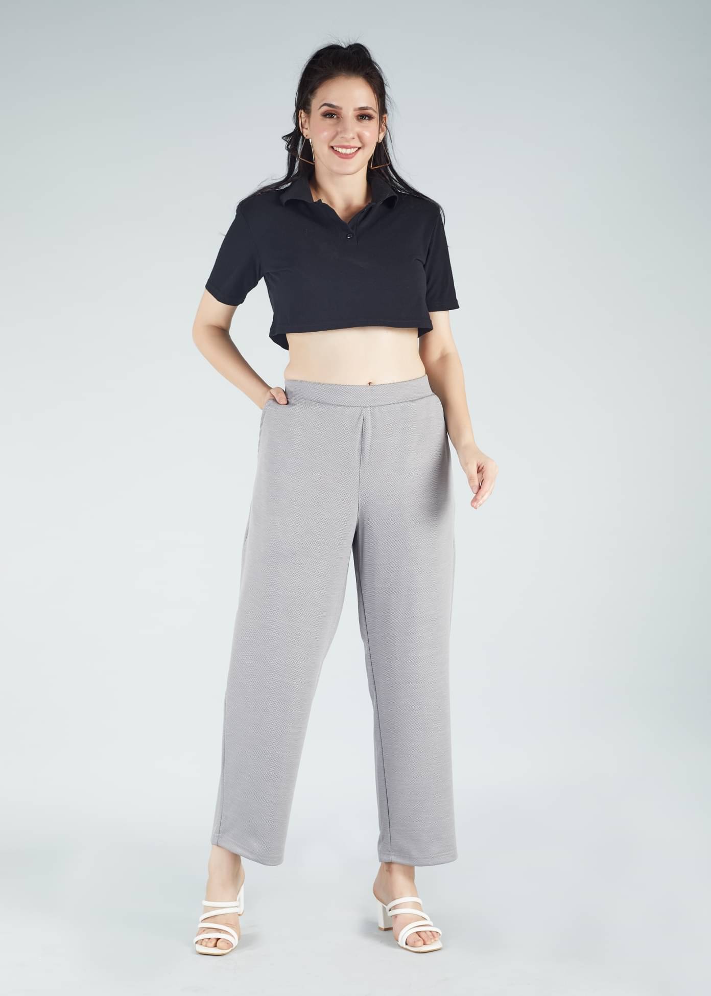     			HJ HASASI Pack of 1 Polyester Straight Women's Casual Pants ( Light Grey )