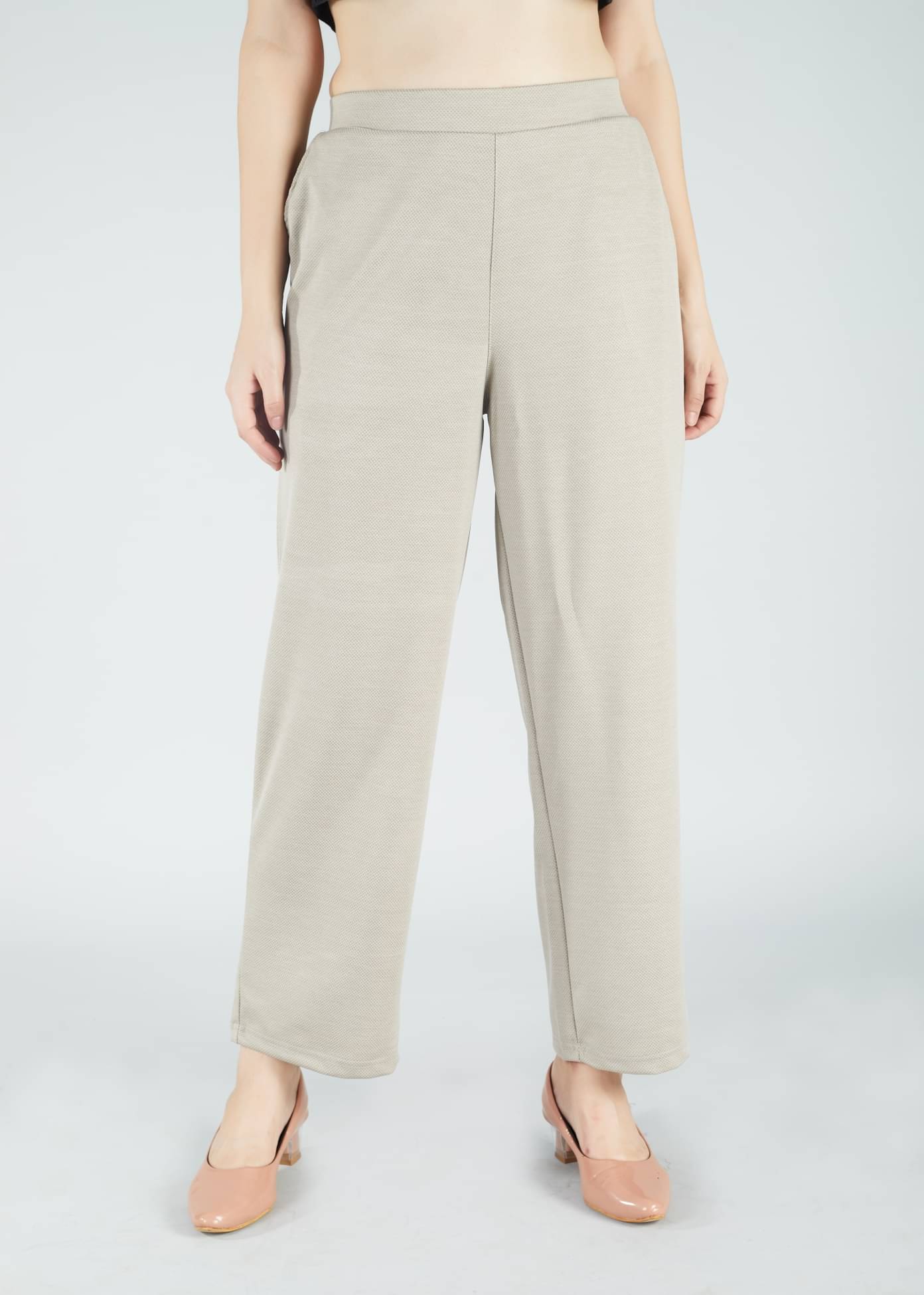     			HJ HASASI Pack of 1 Polyester Straight Women's Casual Pants ( Cream )