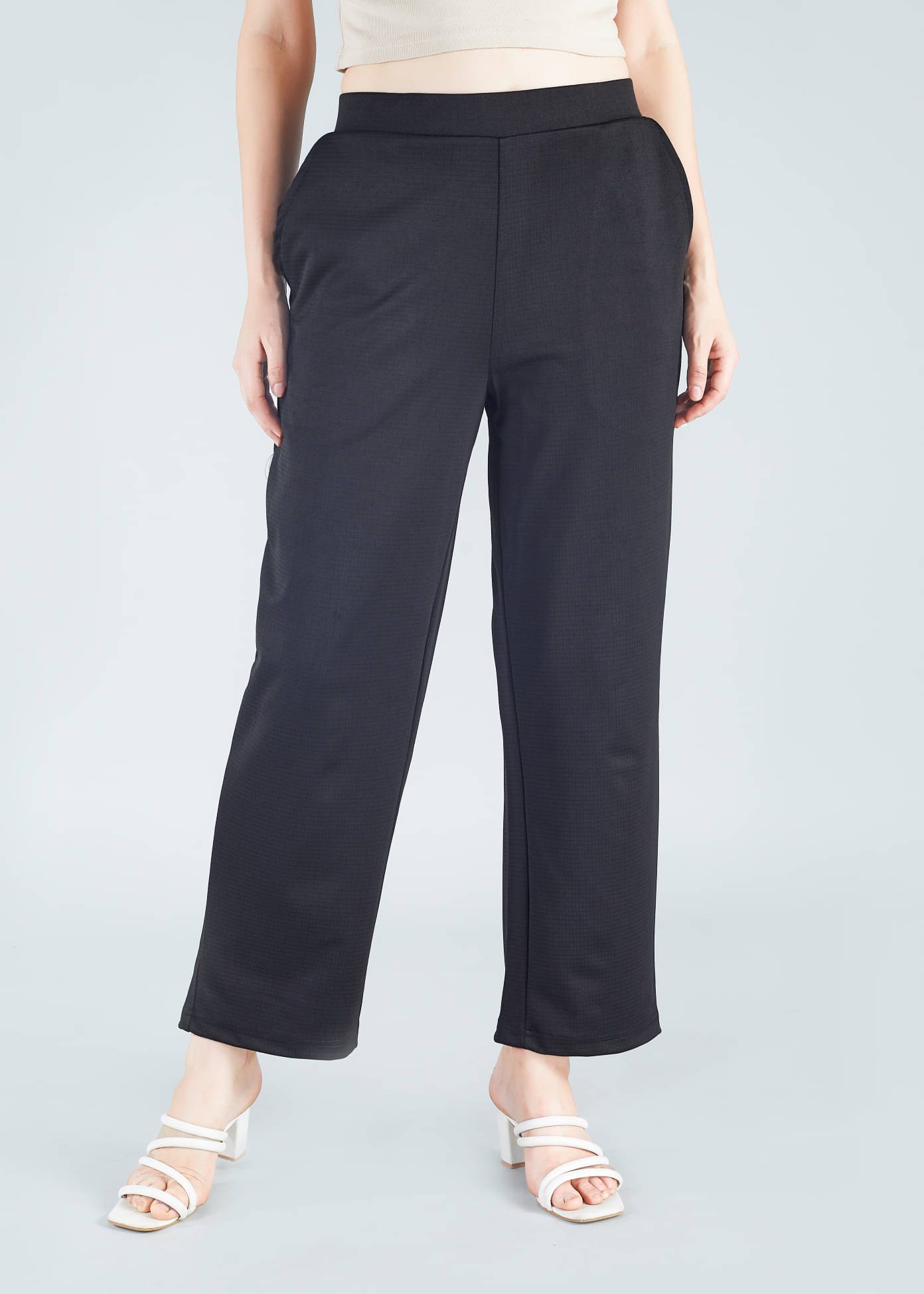     			HJ HASASI Pack of 1 Polyester Straight Women's Casual Pants ( Black )