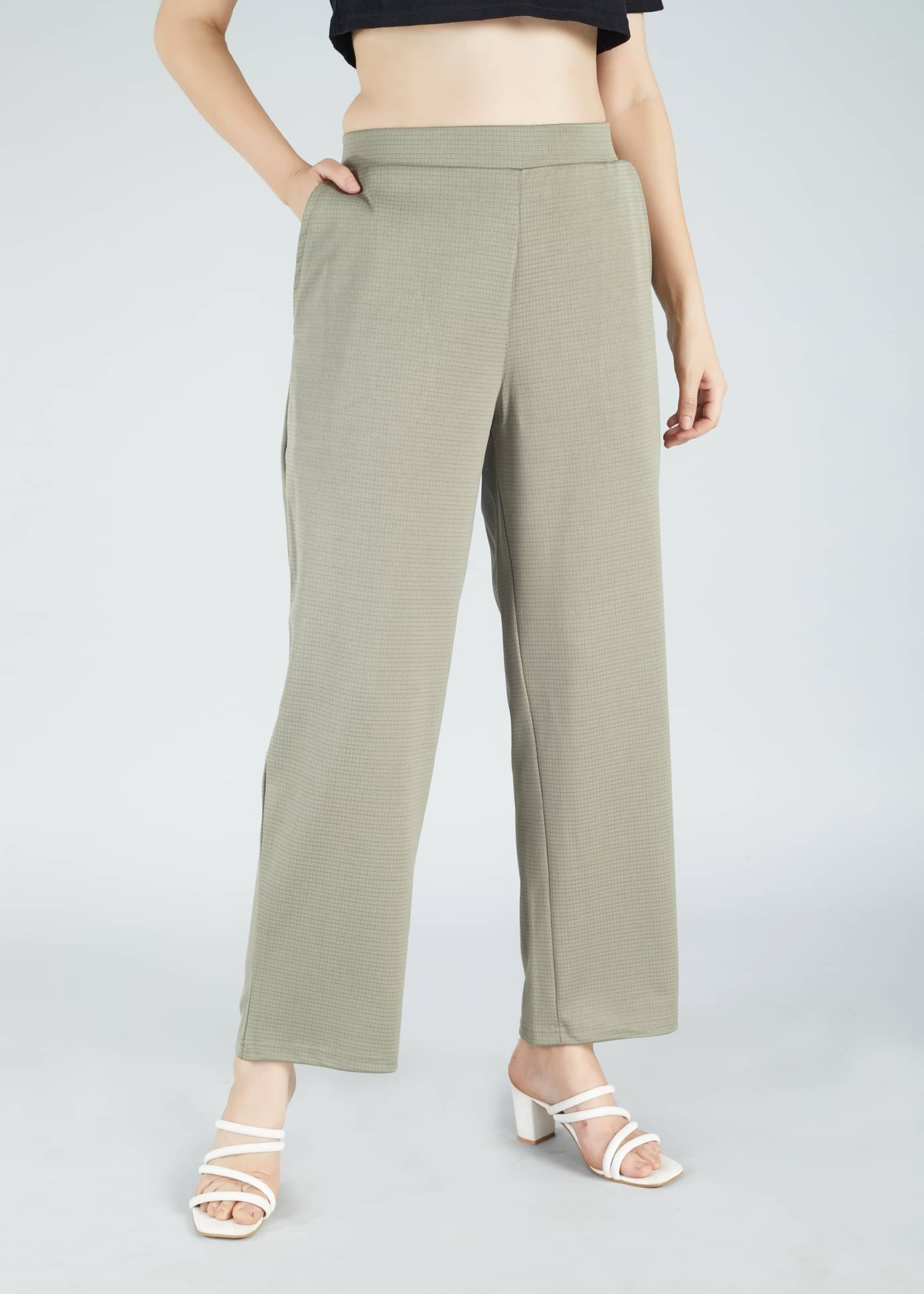     			HJ HASASI Pack of 1 Polyester Straight Women's Casual Pants ( Olive )