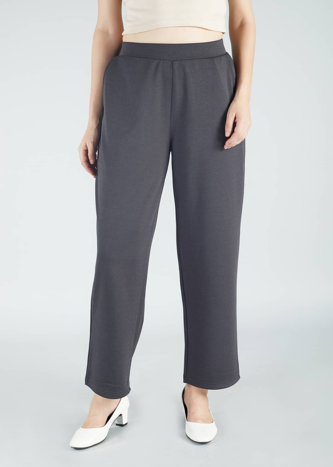     			HJ HASASI Pack of 1 Polyester Straight Women's Casual Pants ( Dark Grey )