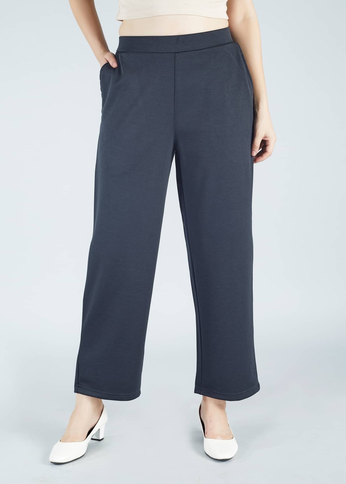     			HJ HASASI Pack of 1 Polyester Straight Women's Casual Pants ( Dark Grey )