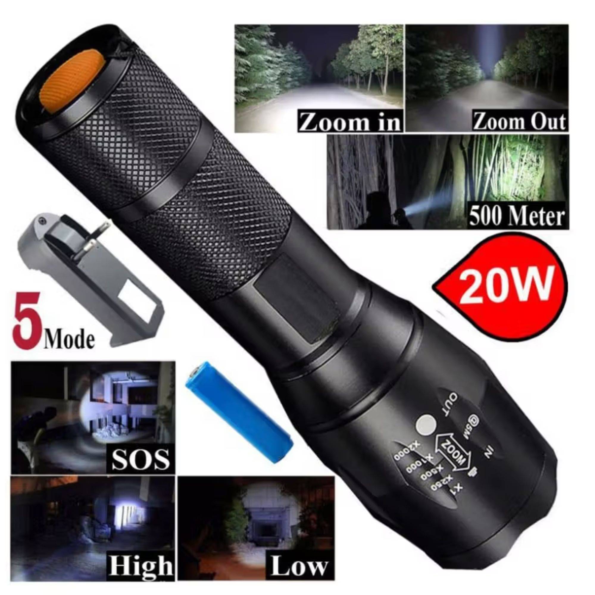Kadio - 20W Rechargeable Flashlight Torch ( Pack of 1 ) Kadio - 20W Rechargeable Flashlight Torch ( Pack of 1 )
