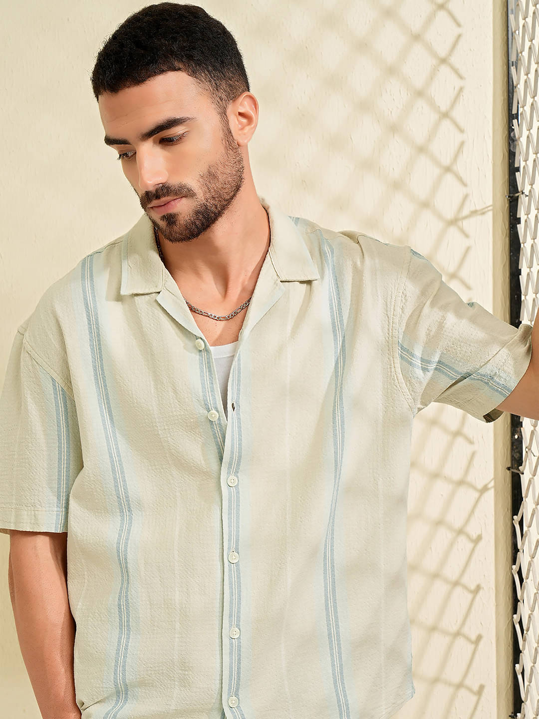     			Locomotive 100% Cotton Oversized Fit Solids Half Sleeves Men's Casual Shirt - Khaki ( Pack of 1 )