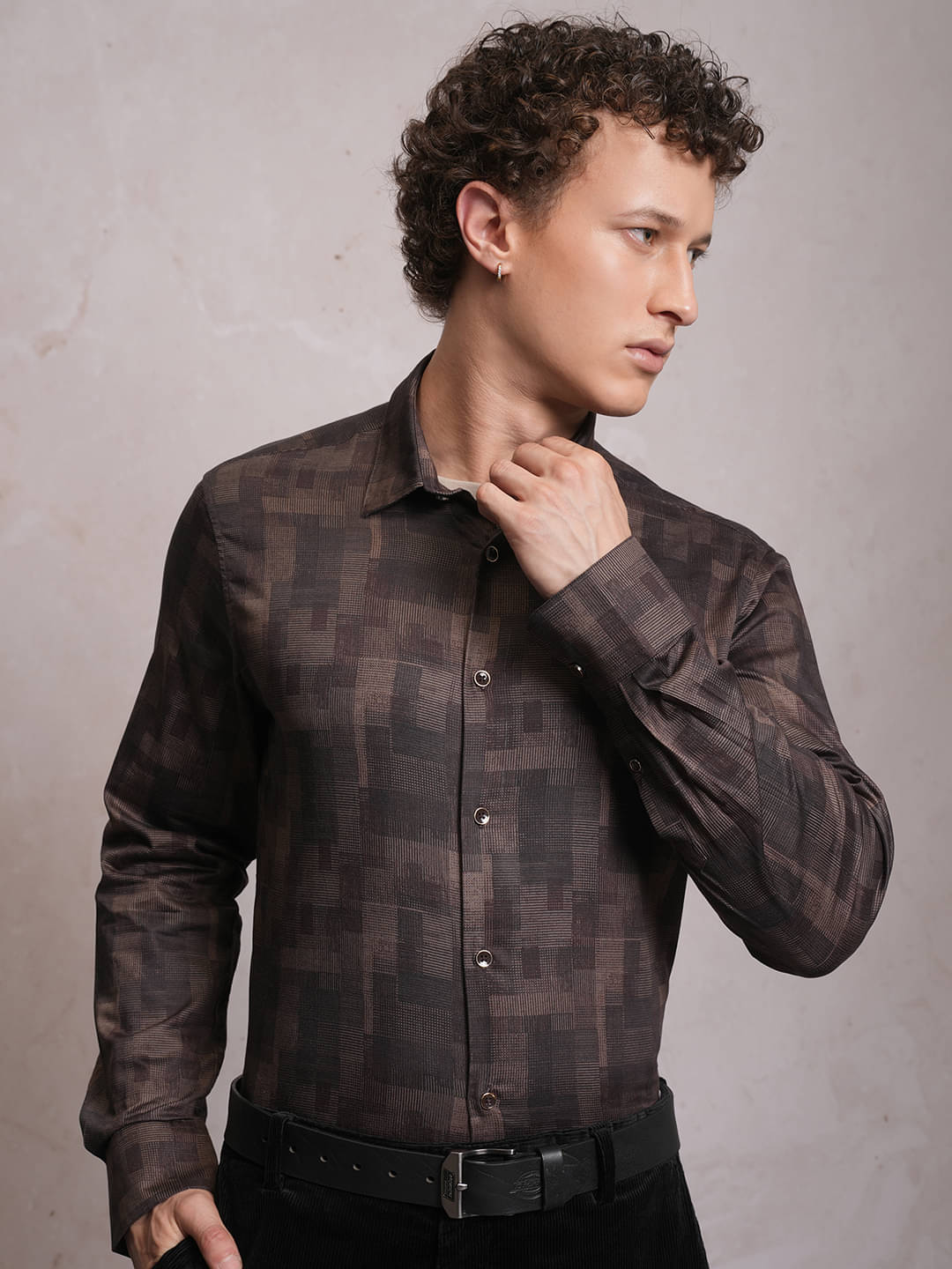     			Locomotive 100% Cotton Slim Fit Printed Full Sleeves Men's Casual Shirt - Brown ( Pack of 1 )