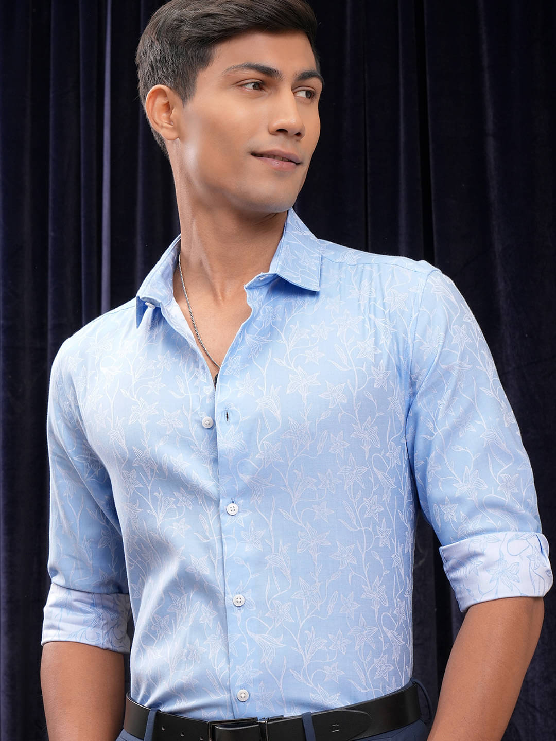     			Locomotive 100% Cotton Slim Fit Printed Full Sleeves Men's Casual Shirt - Light Blue ( Pack of 1 )