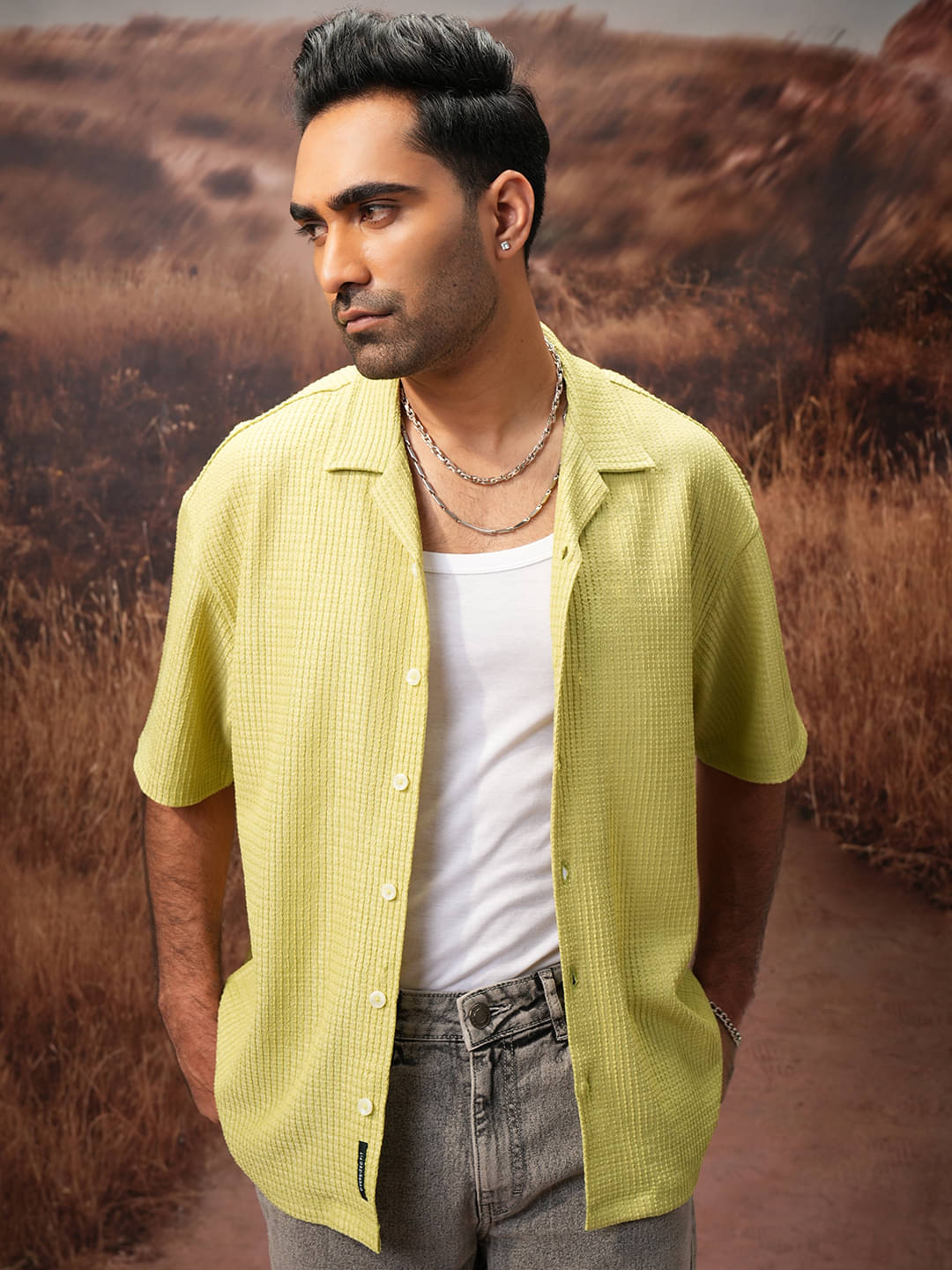 Locomotive Poly Cotton Oversized Fit Self Design Half Sleeves Men's Casual Shirt - Green ( Pack of 1 ) Locomotive Poly Cotton Oversized Fit Self Design Half Sleeves Men's Casual Shirt - Green ( Pack of 1 )