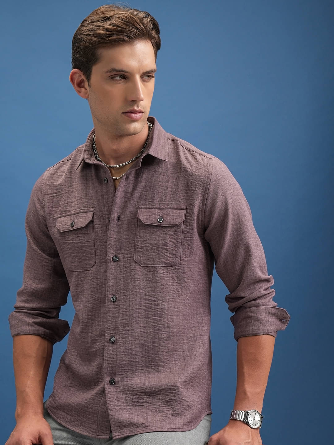     			Locomotive Polyester Slim Fit Self Design Full Sleeves Men's Casual Shirt - Pink ( Pack of 1 )