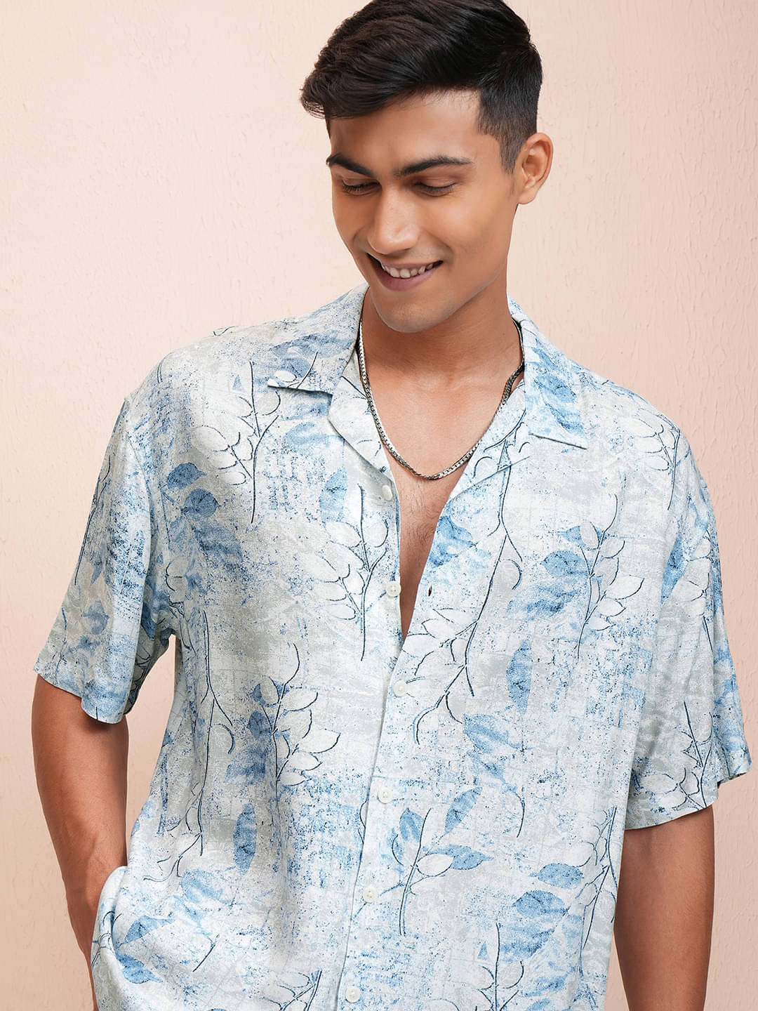 Locomotive Viscose Oversized Fit Printed Half Sleeves Men's Casual Shirt - Blue ( Pack of 1 )     			Locomotive Viscose Oversized Fit Printed Half Sleeves Men's Casual Shirt - Blue ( Pack of 1 )