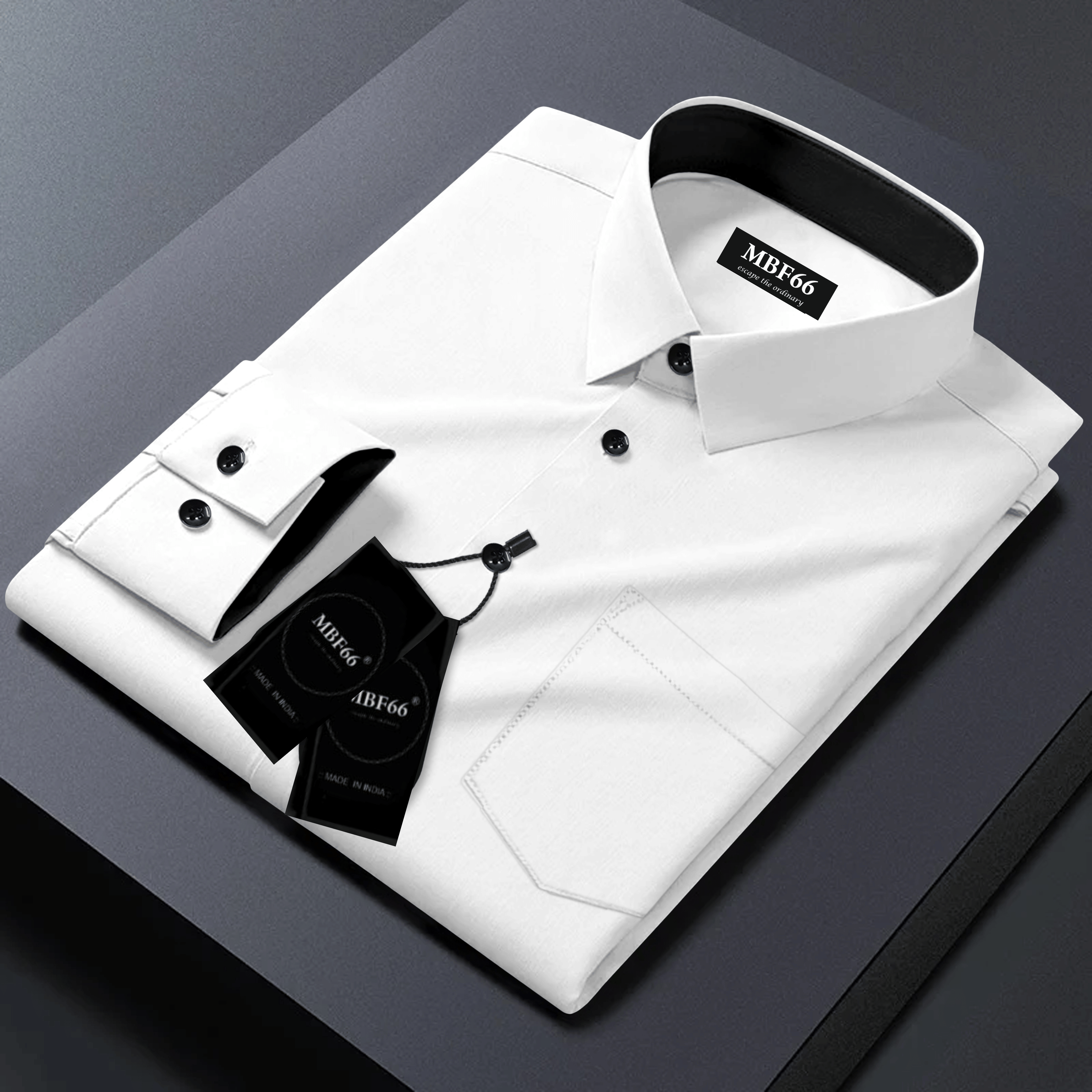 MBF66 Cotton Blend Slim Fit Solids Full Sleeves Men's Casual Shirt - White ( Pack of 1 ) MBF66 Cotton Blend Slim Fit Solids Full Sleeves Men's Casual Shirt - White ( Pack of 1 )