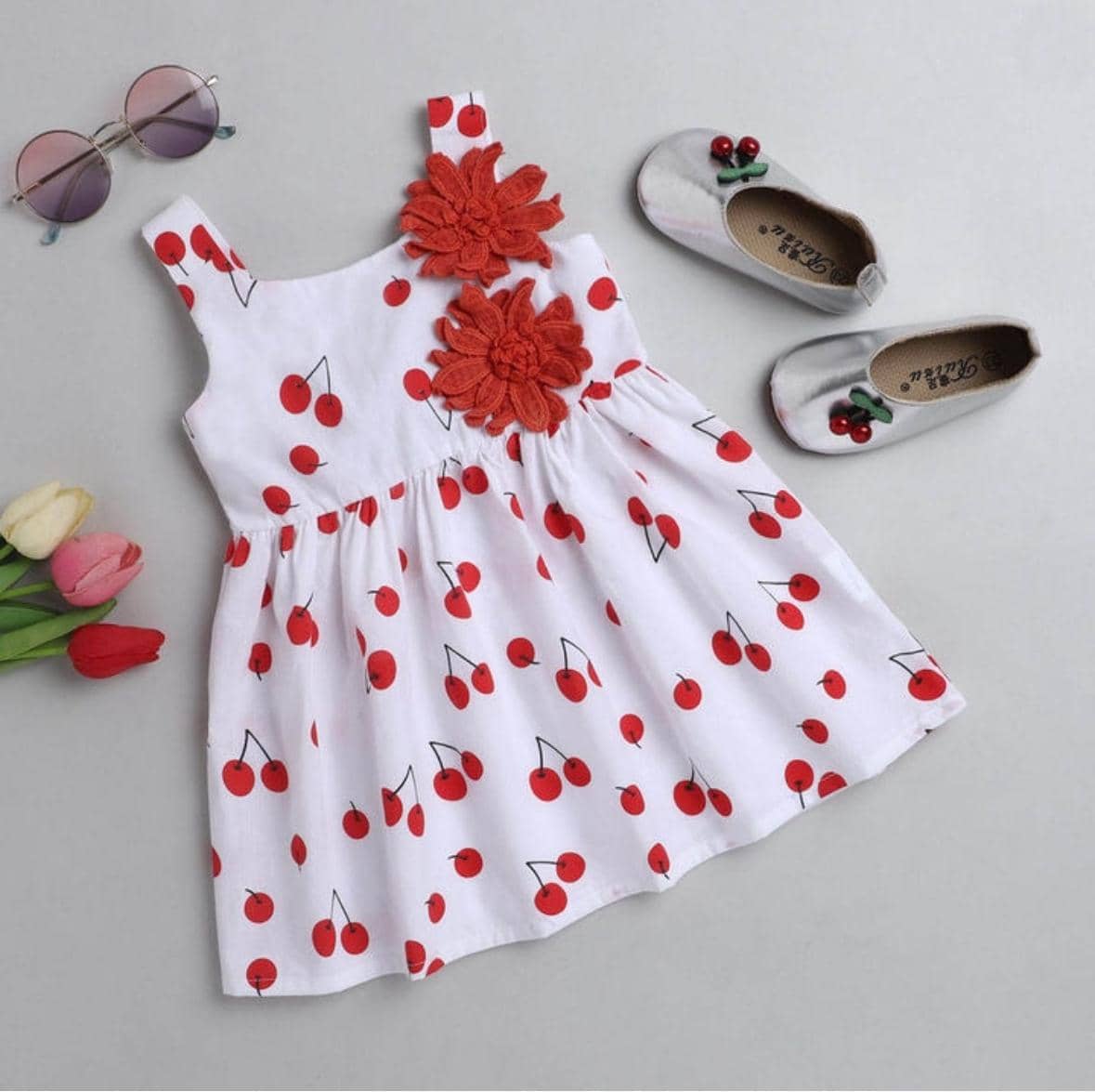 MUSNAHGARMENTS Cotton Frock For Baby Girls ( Pack of 1 , White )