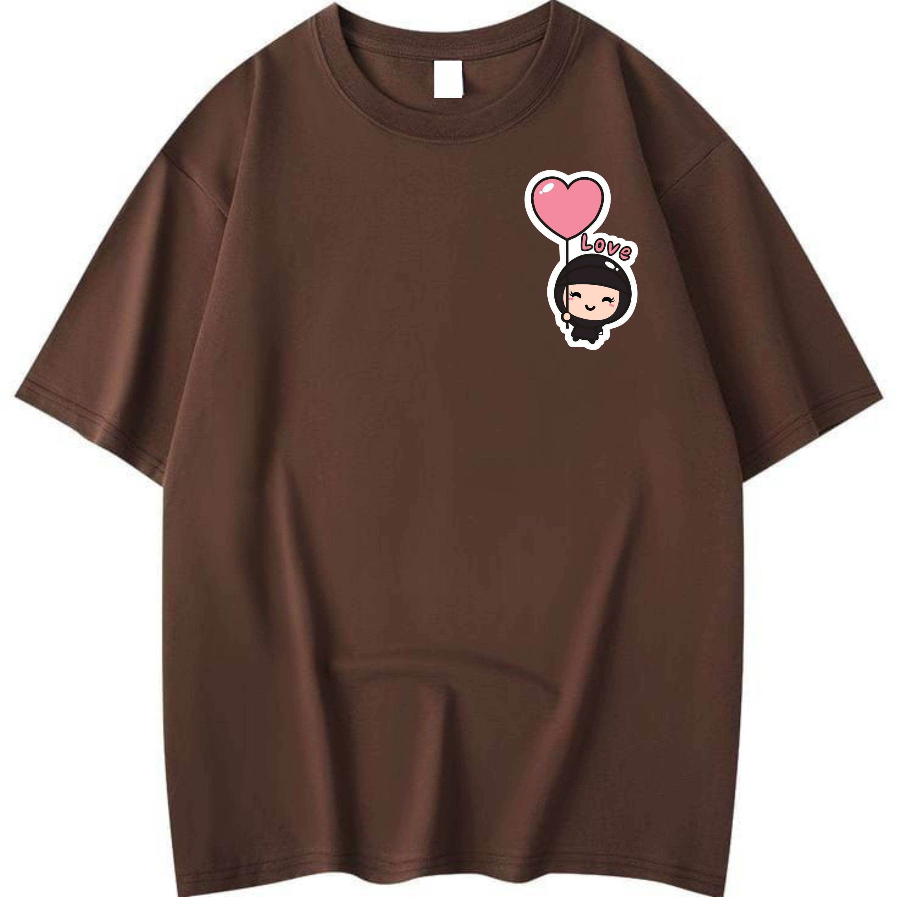     			MYARA Women Cotton Printed Oversized Fit Round Neck T-Shirt ( Brown )