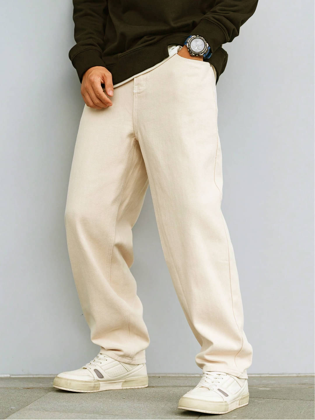 Masterly Weft Relaxed Clean Look Men's Jeans - Cream ( Pack of 1 ) Masterly Weft Relaxed Clean Look Men's Jeans - Cream ( Pack of 1 )